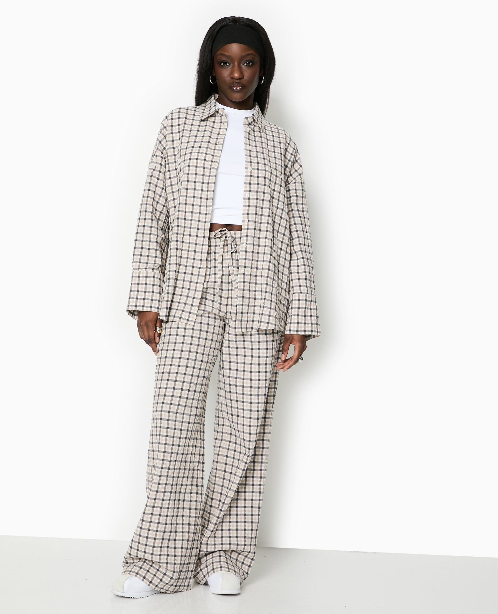 Pantalon droit à carreaux