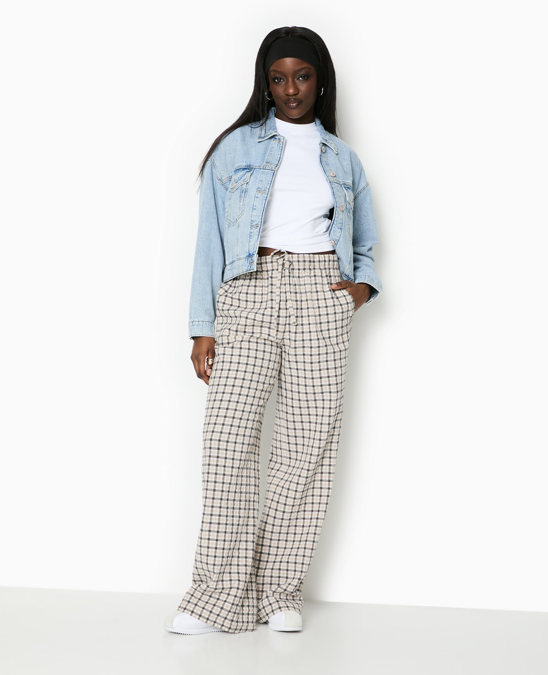 Pantalon droit à carreaux