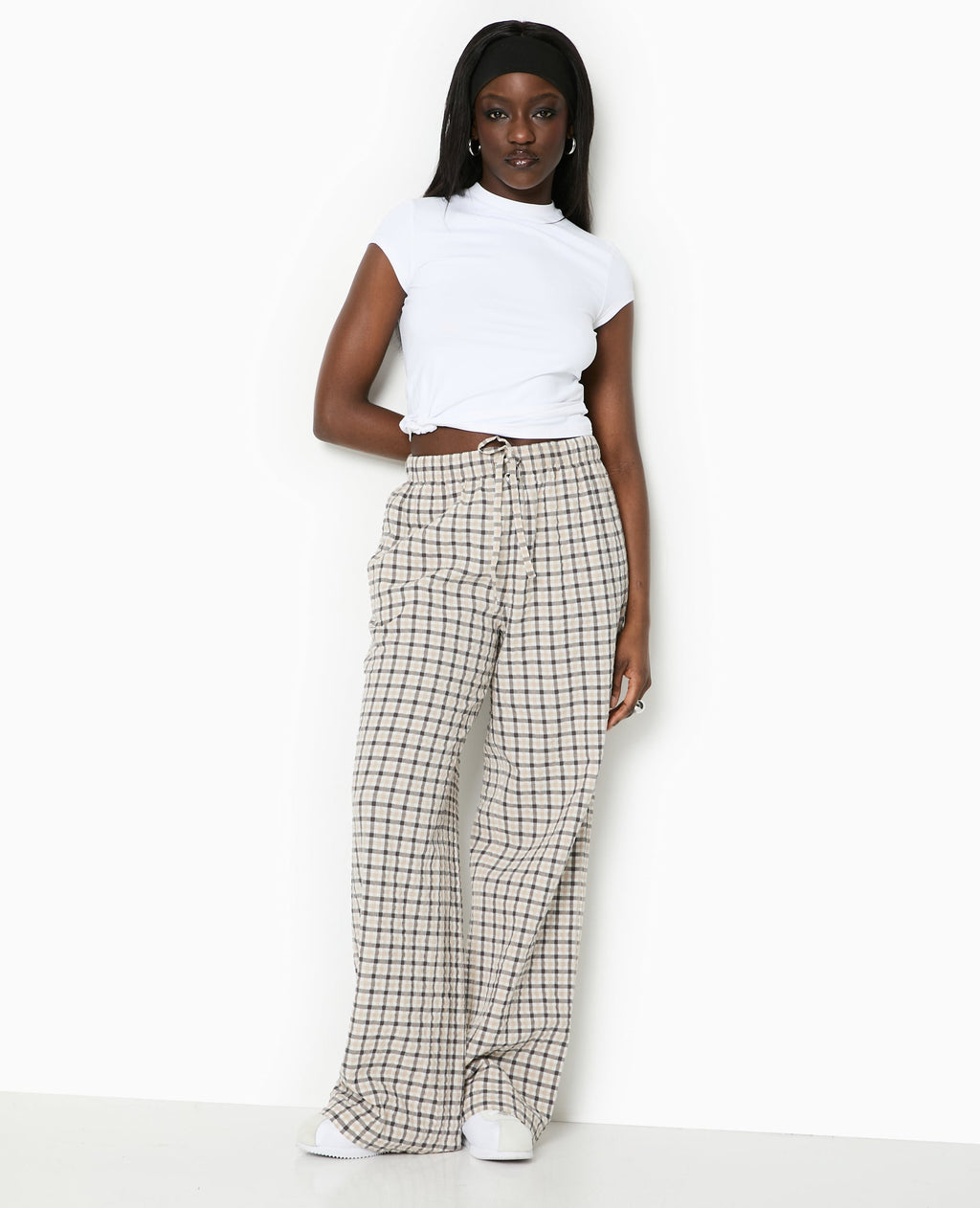 Pantalon droit à carreaux