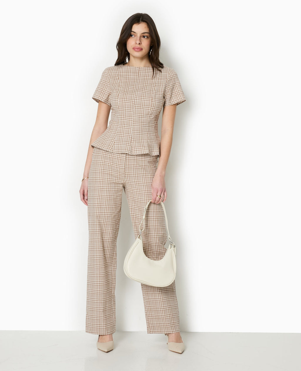 Pantalon droit à carreaux