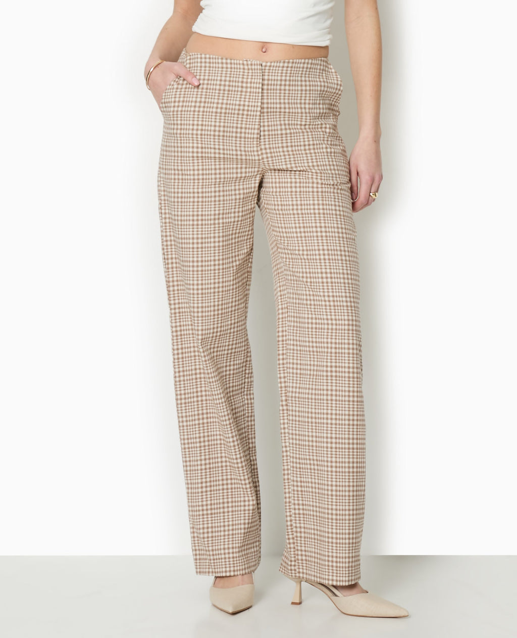 Pantalon droit à carreaux