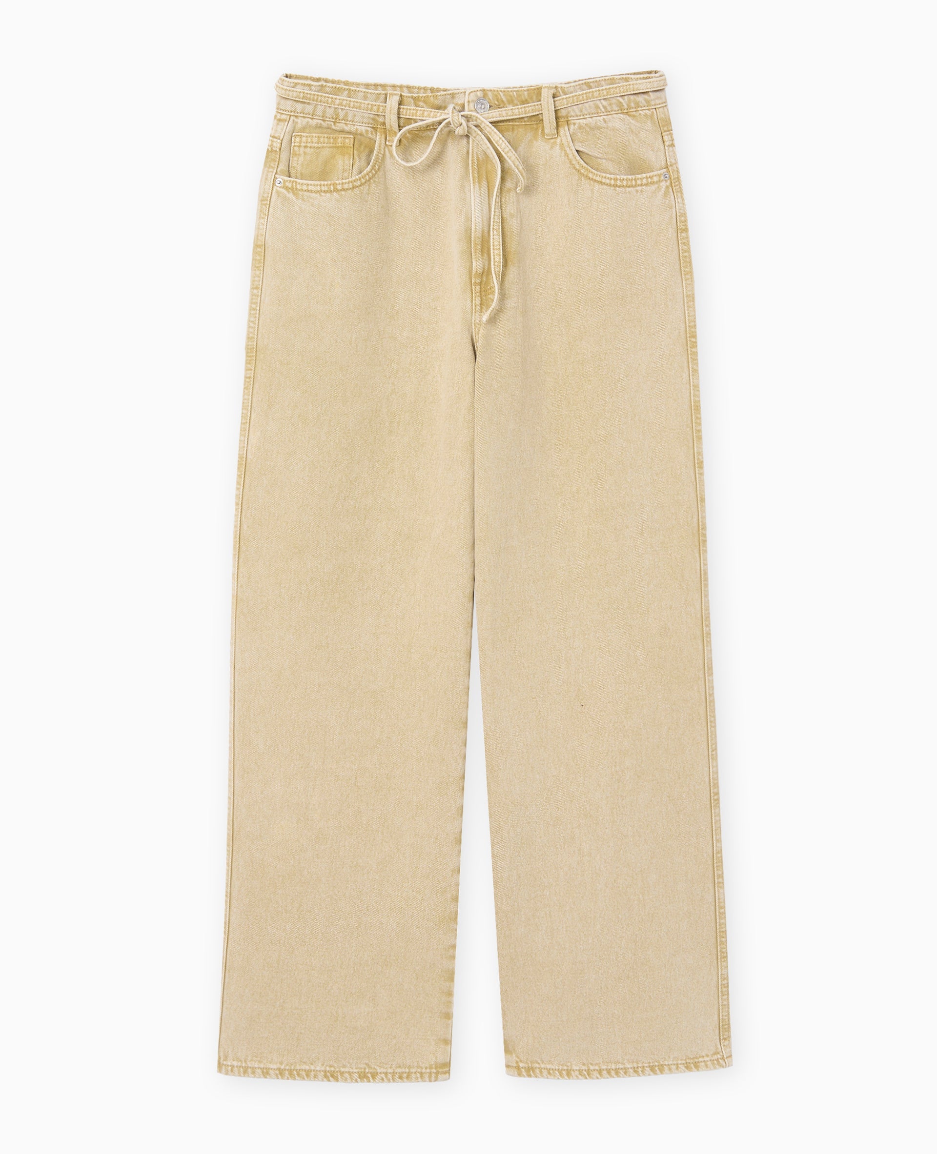 Jean baggy taille basse avec ceinture à nouer