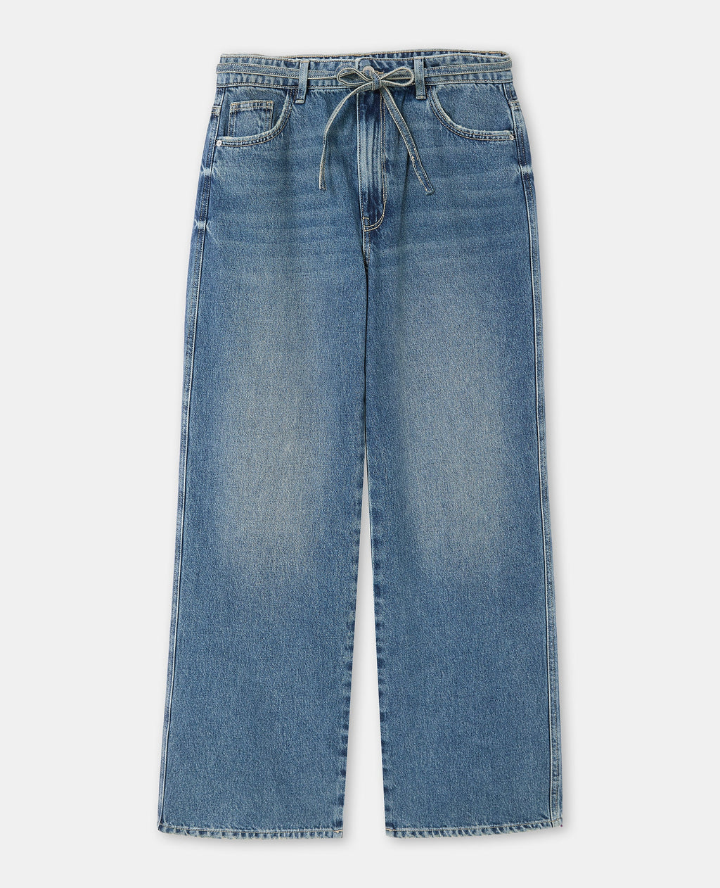Jean baggy taille basse avec ceinture à nouer