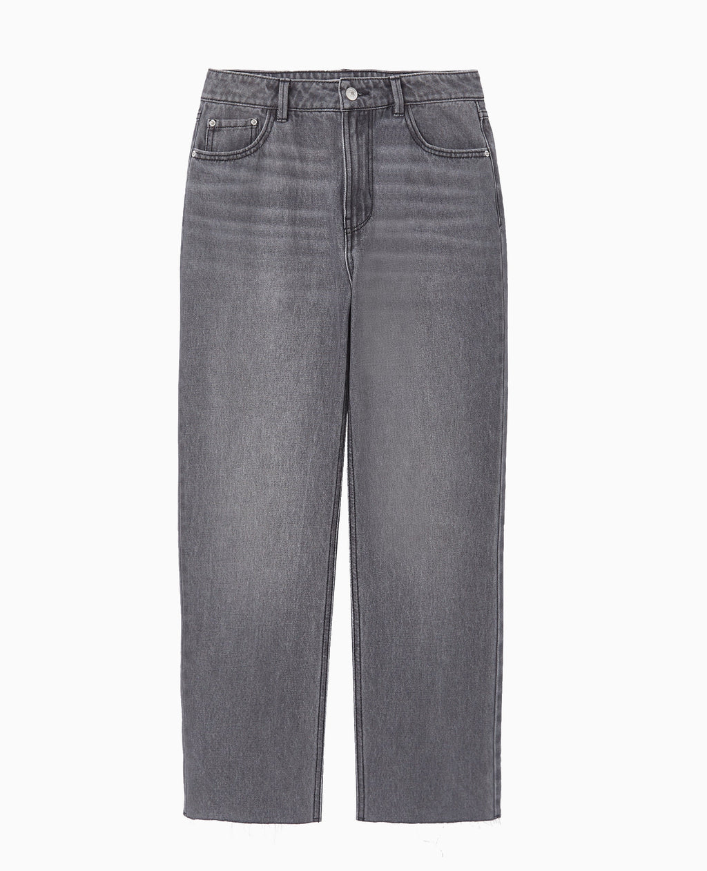 Jean straight taille haute avec bas coupés
