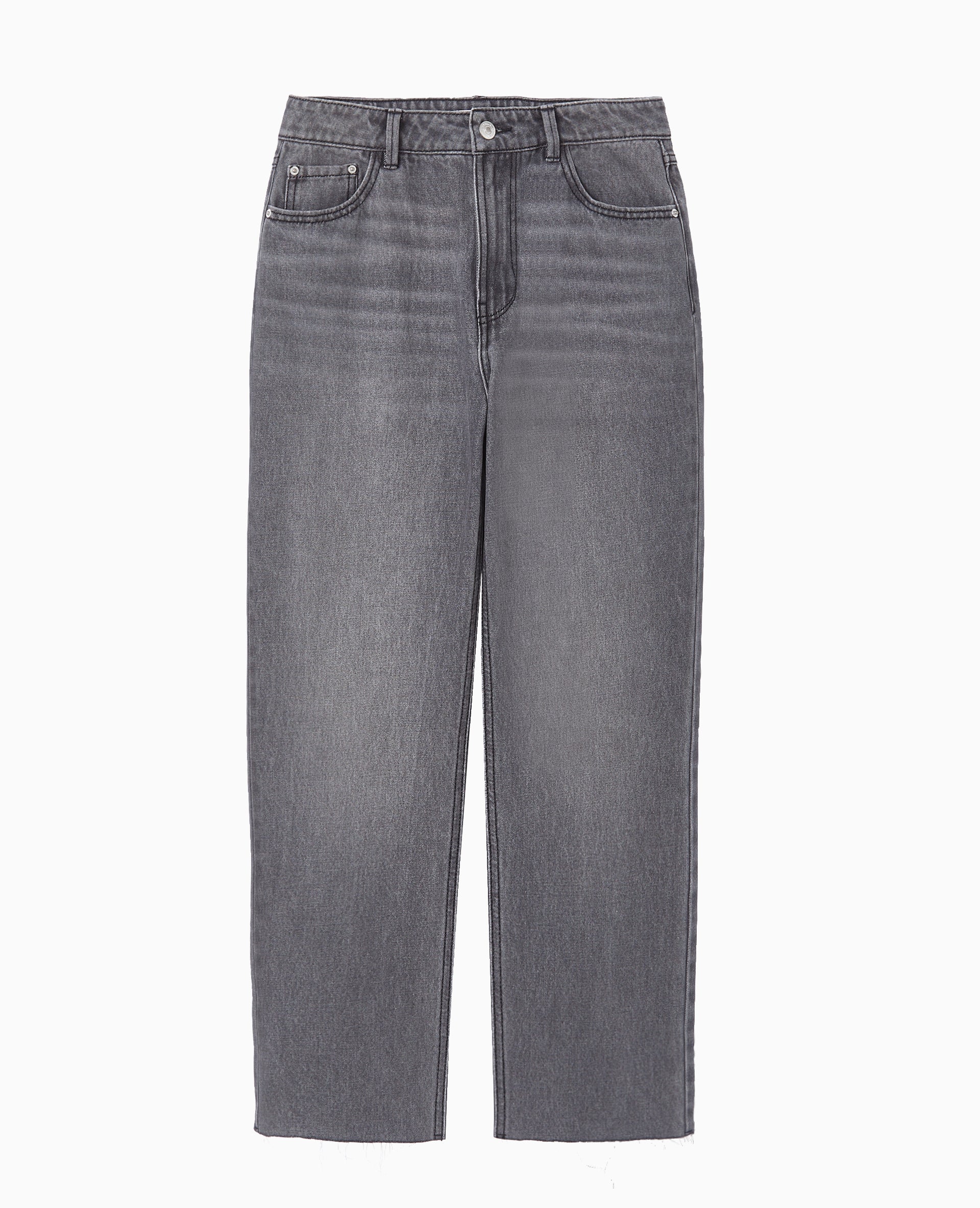 Jean straight taille haute avec bas coupés