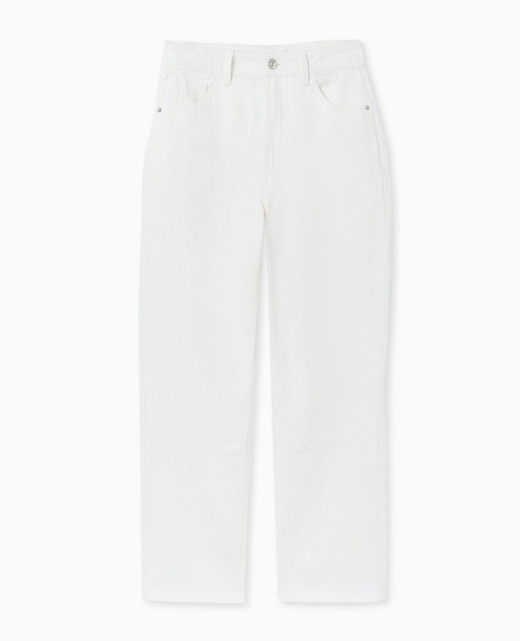 Jean straight 7/8ème taille haute bas coupés