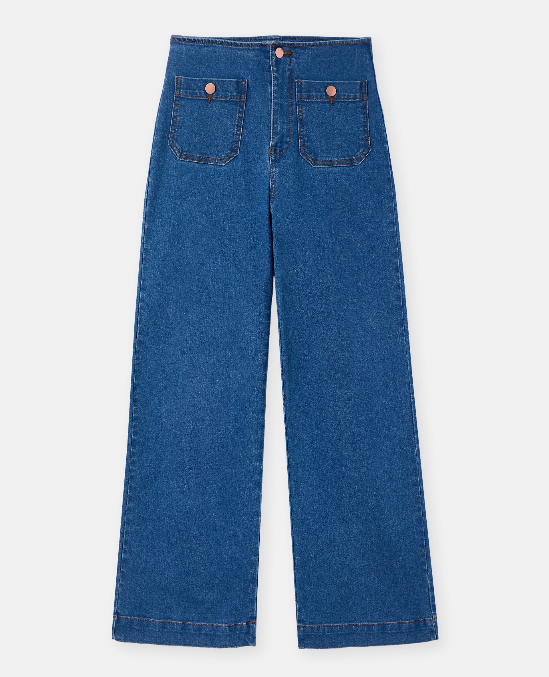Jean wide taille haute avec poches devant