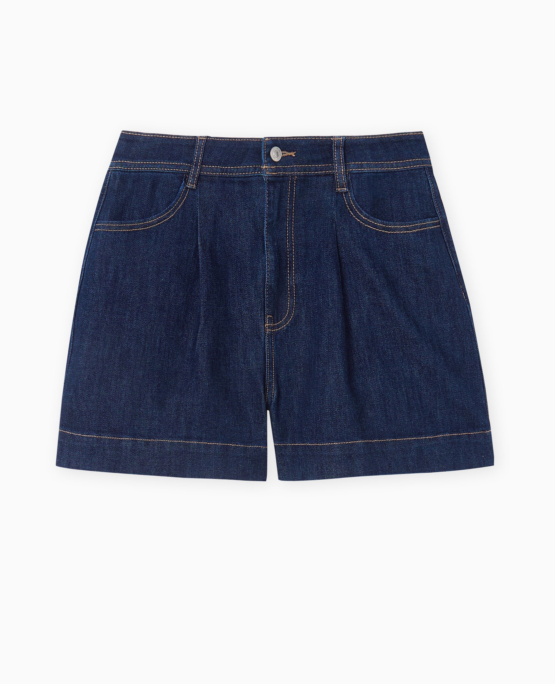 Short taille haute en jean avec pinces