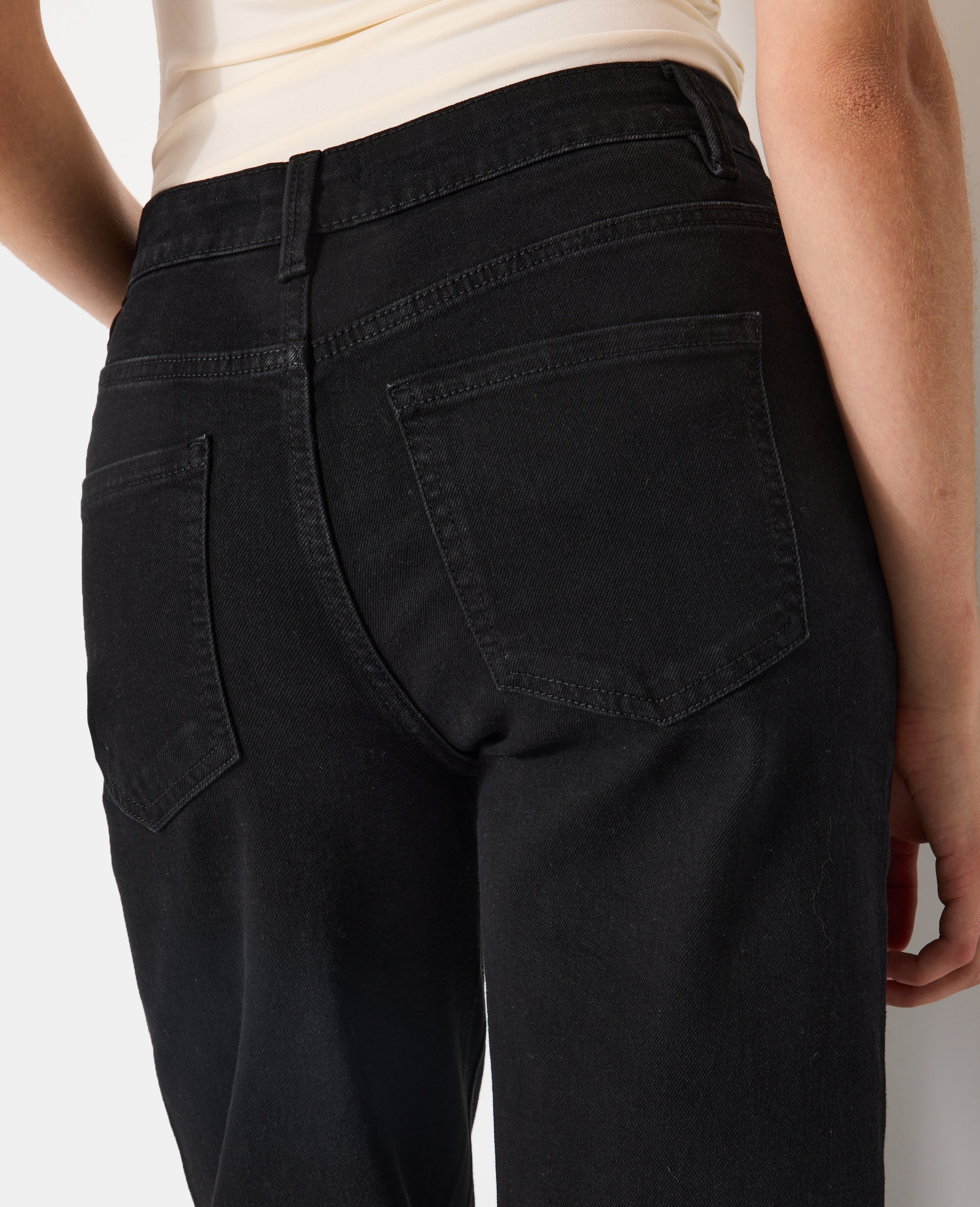 Jean wide stretch taille haute bas coupés
