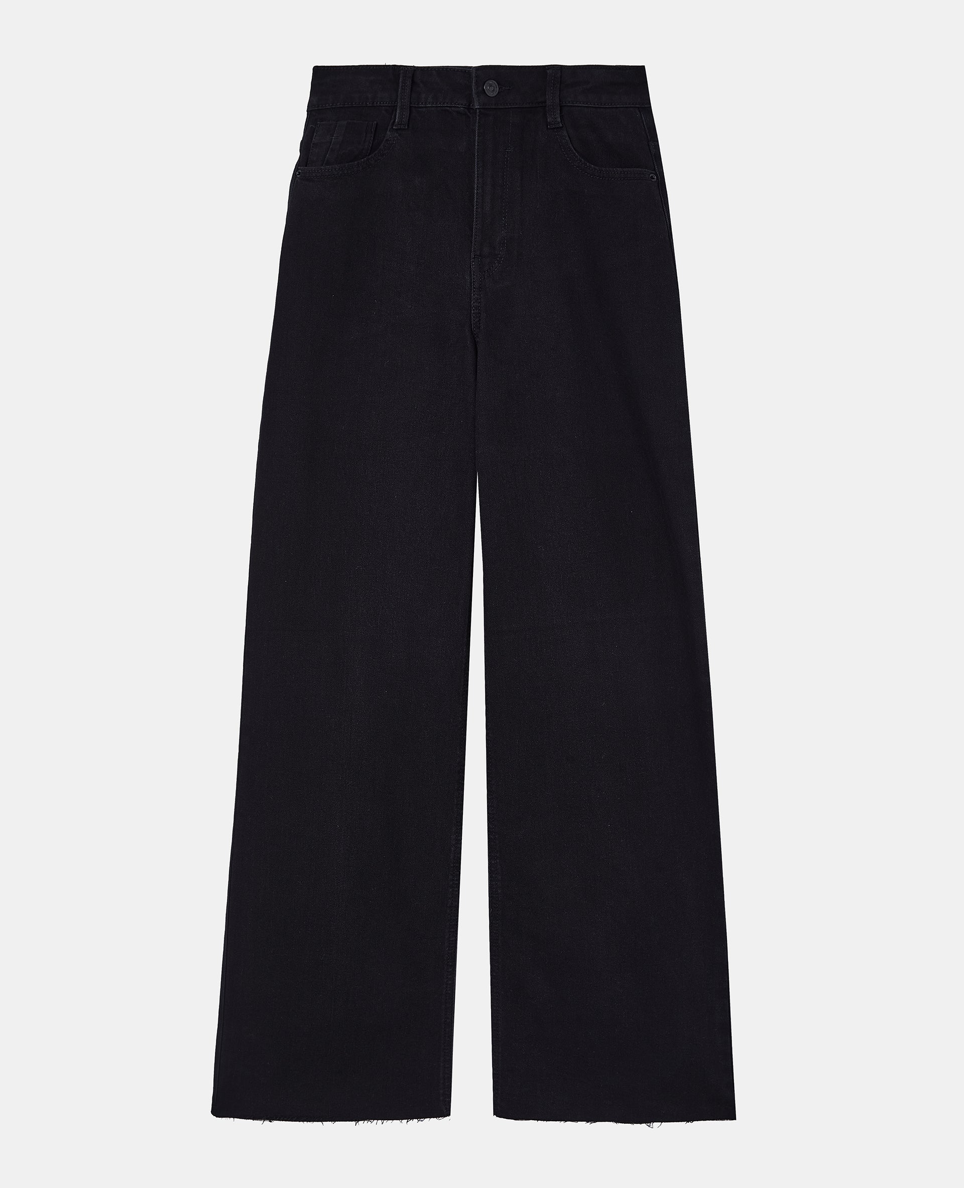 Jean wide stretch taille haute bas coupés