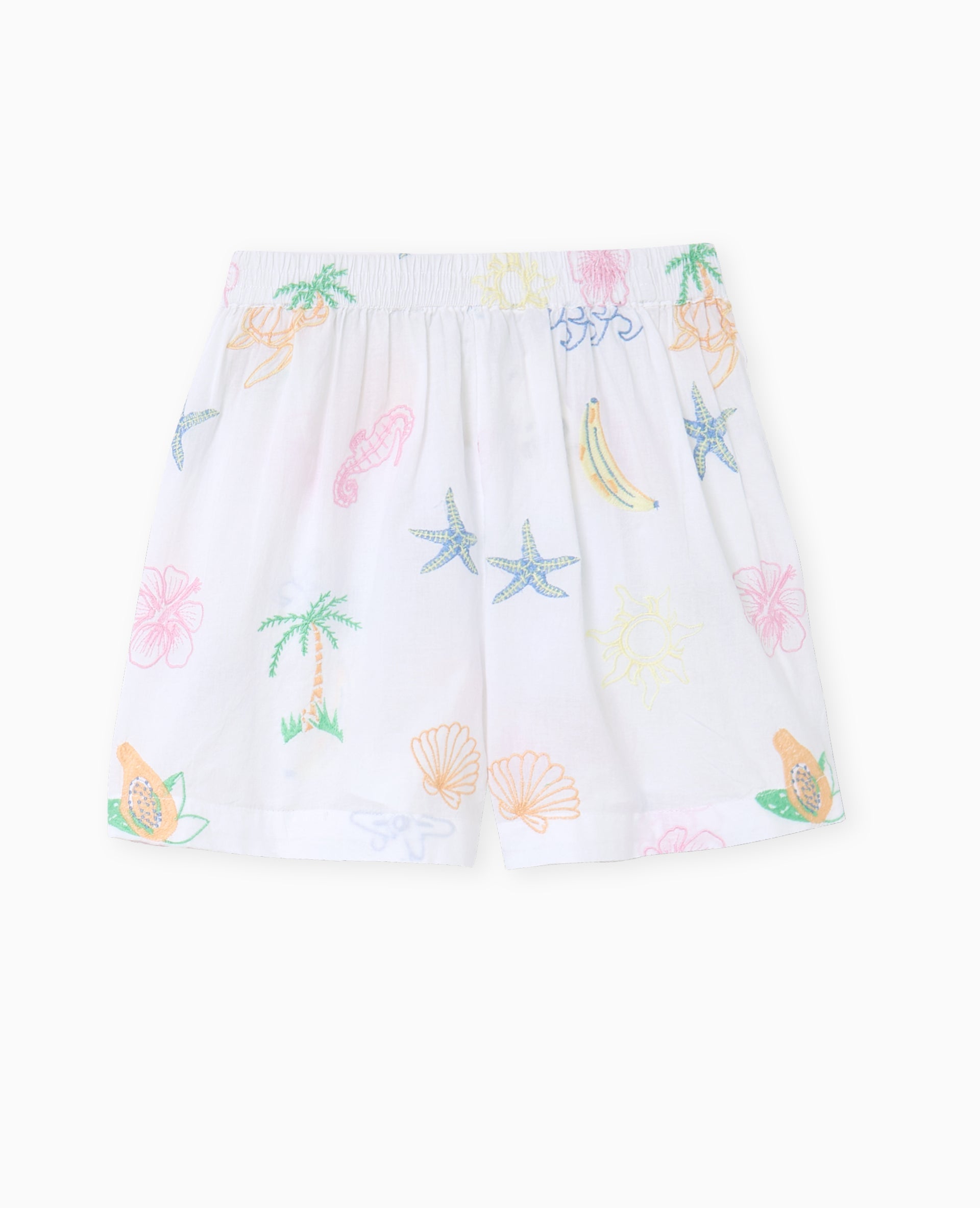Short en voile de coton brodé