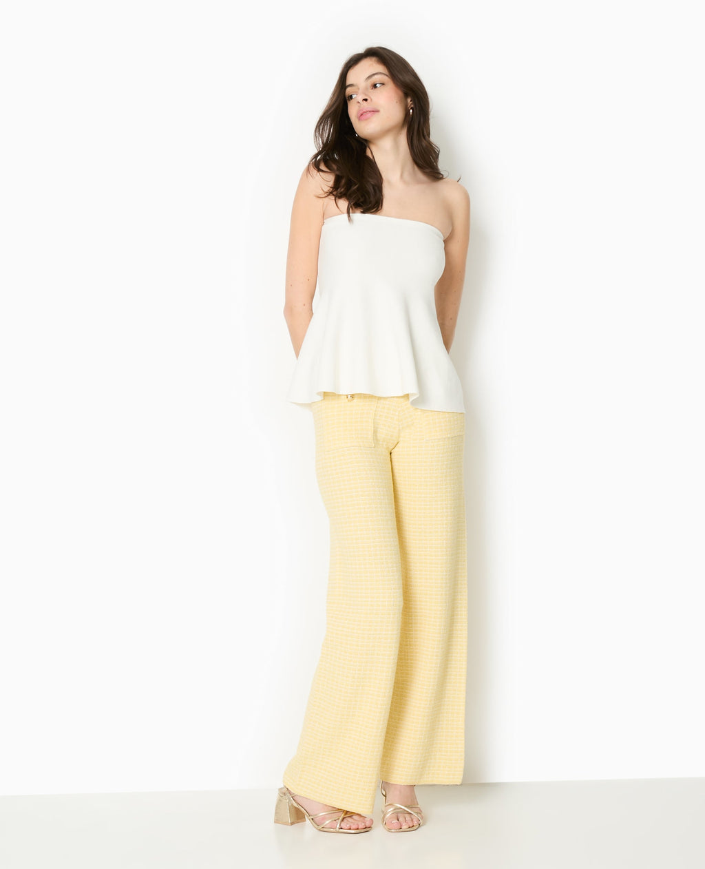 Pantalon en maille à carreaux