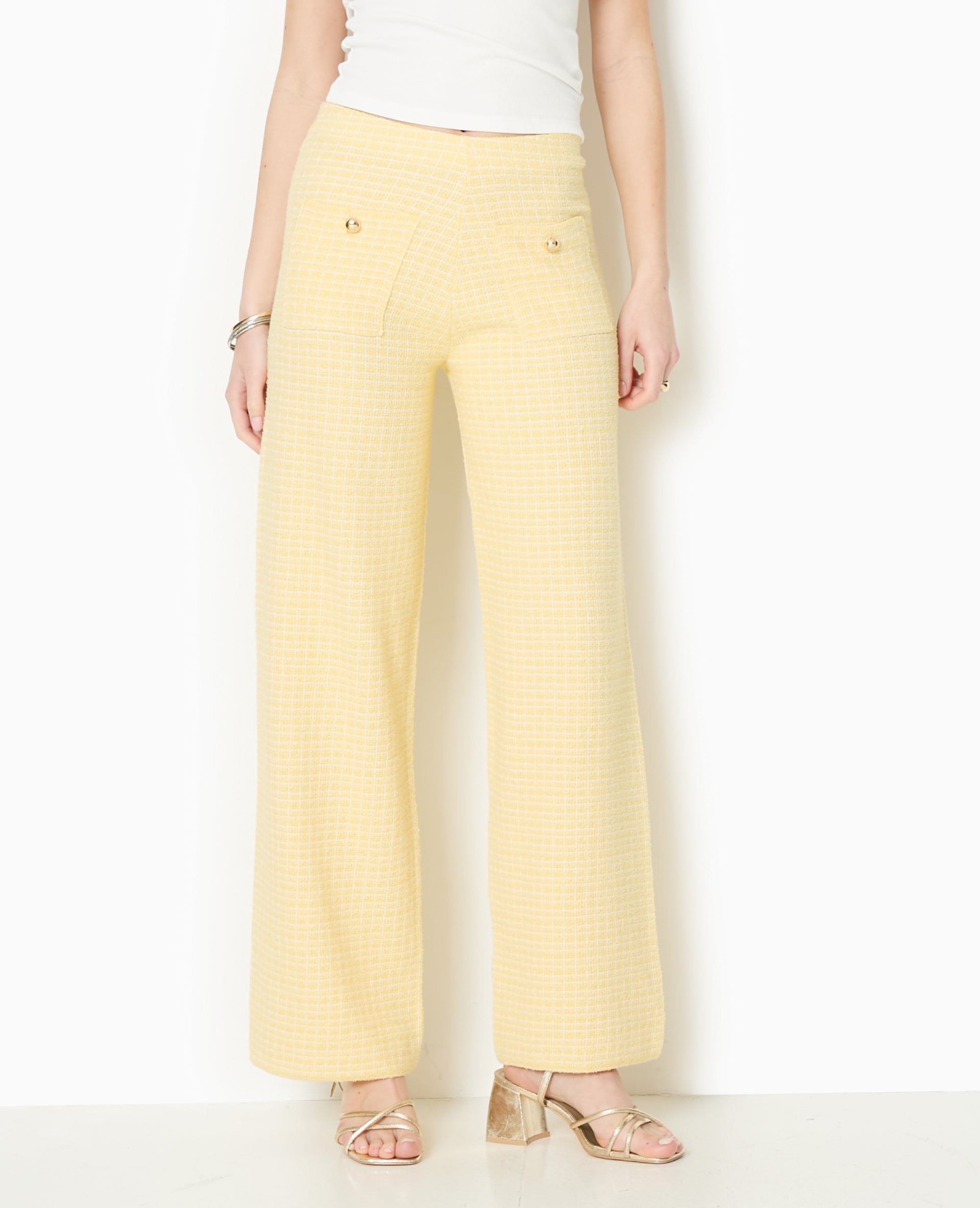 Pantalon en maille à carreaux