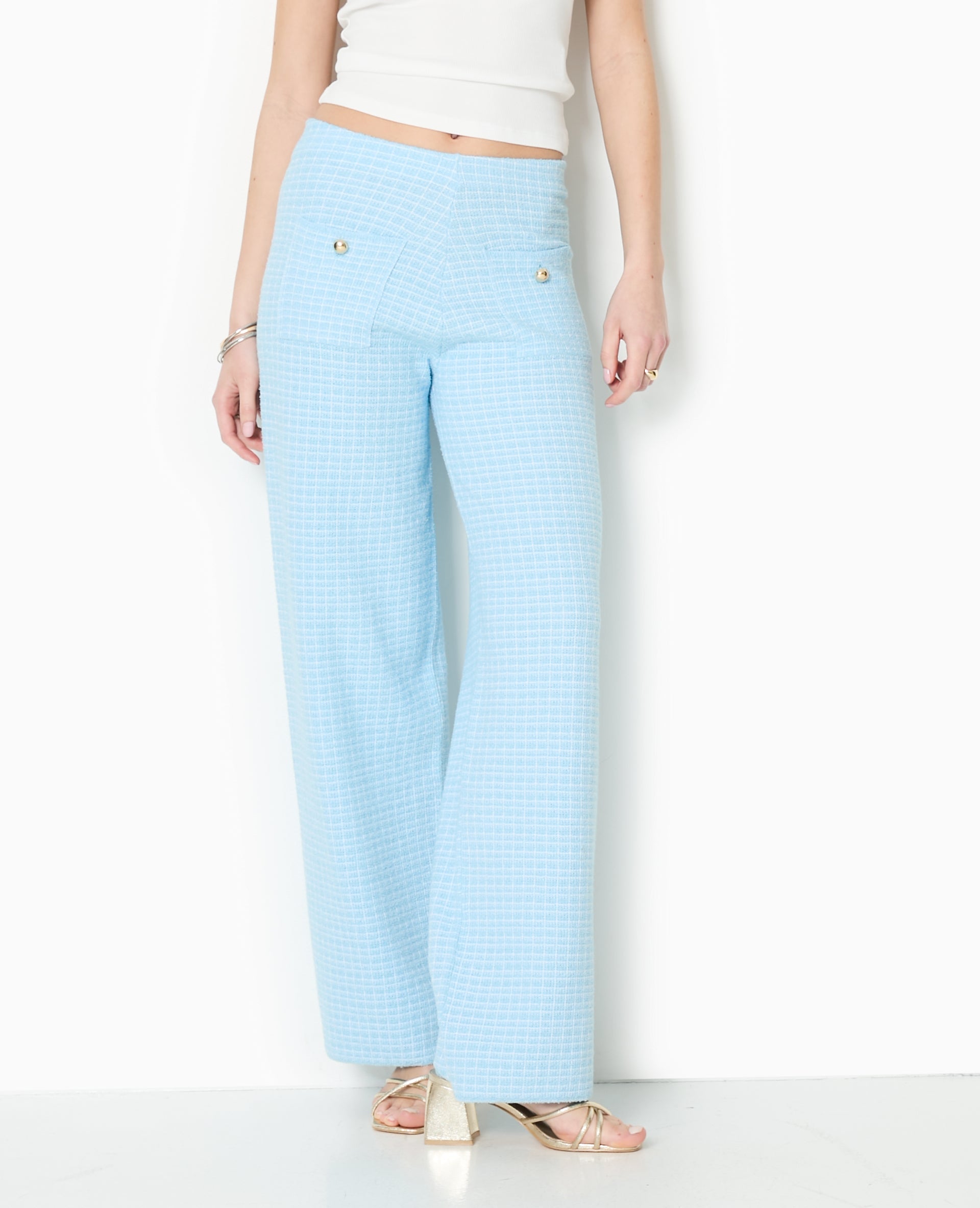 Pantalon en maille à carreaux