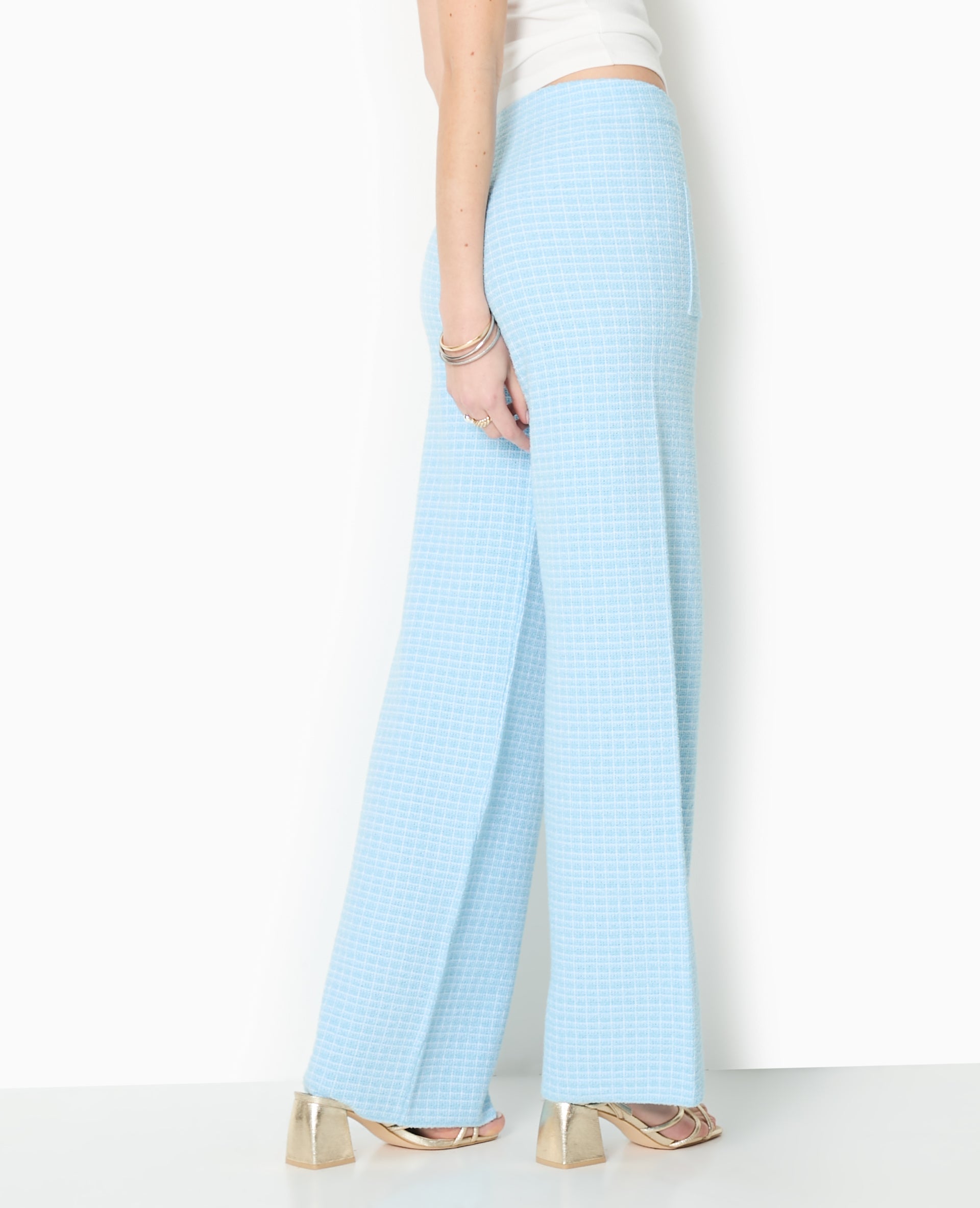 Pantalon en maille à carreaux