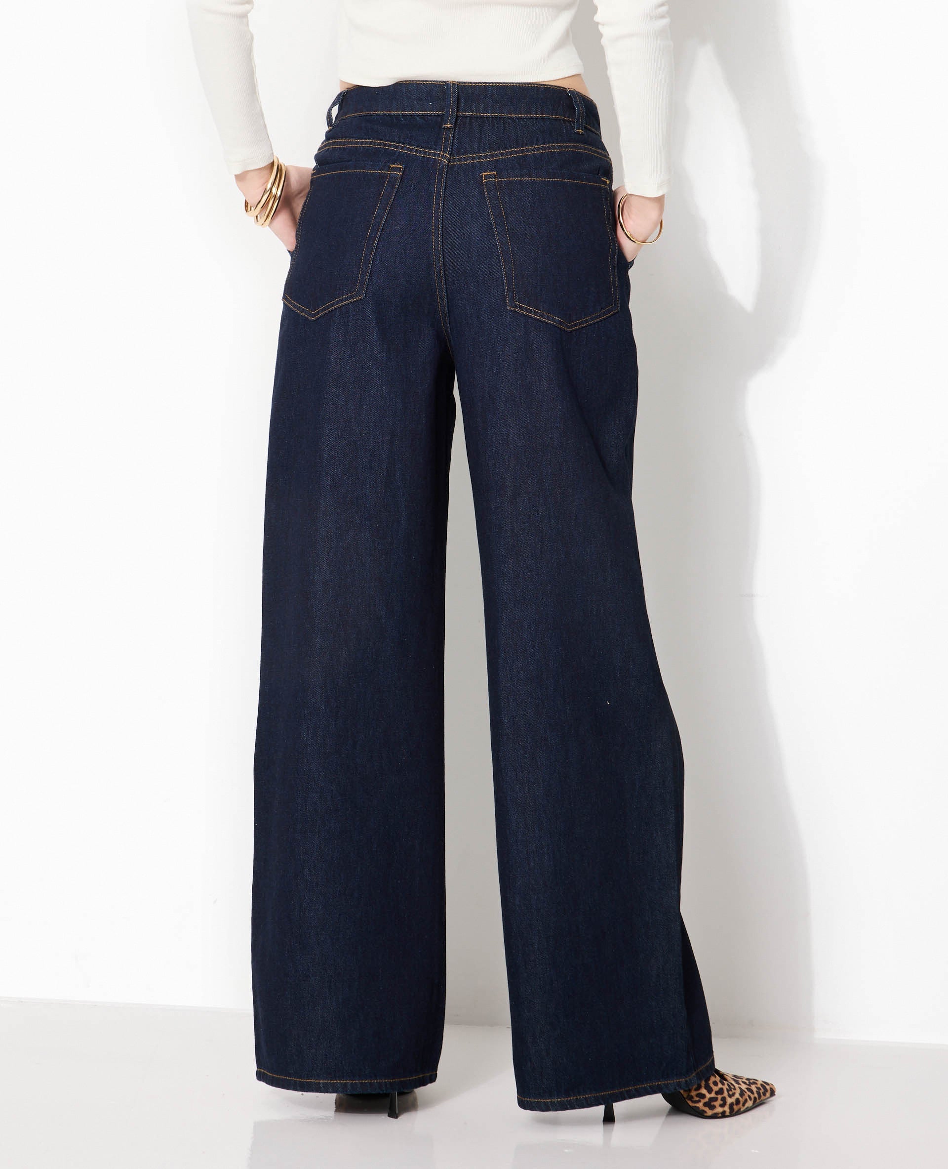 Jean wide taille haute avec pinces