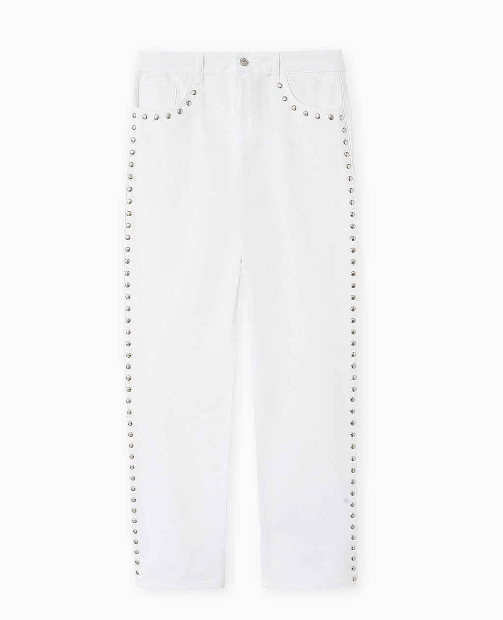 Jean straight taille basse avec clous
