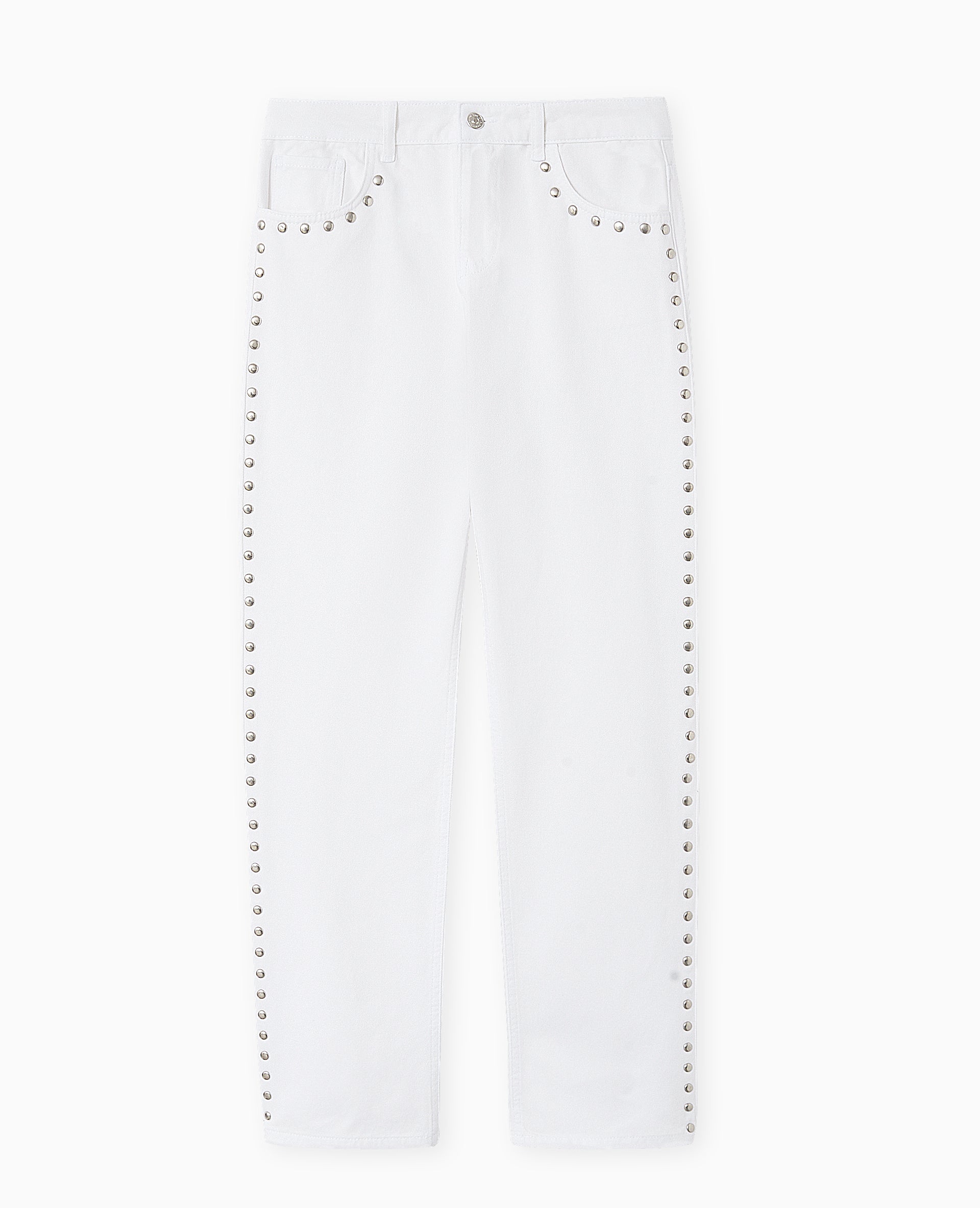 Jean straight taille basse avec clous