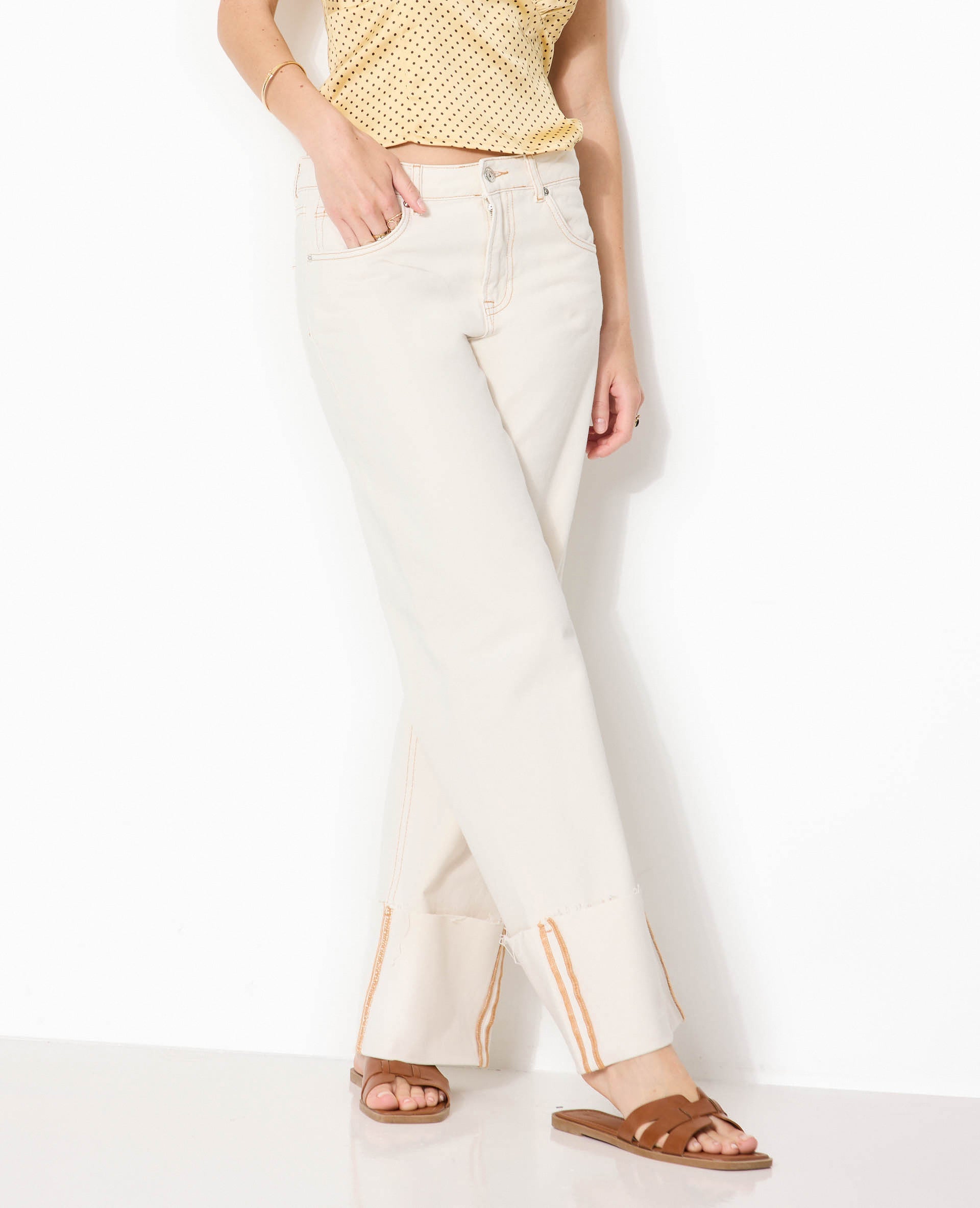 Jean droit taille regular avec revers