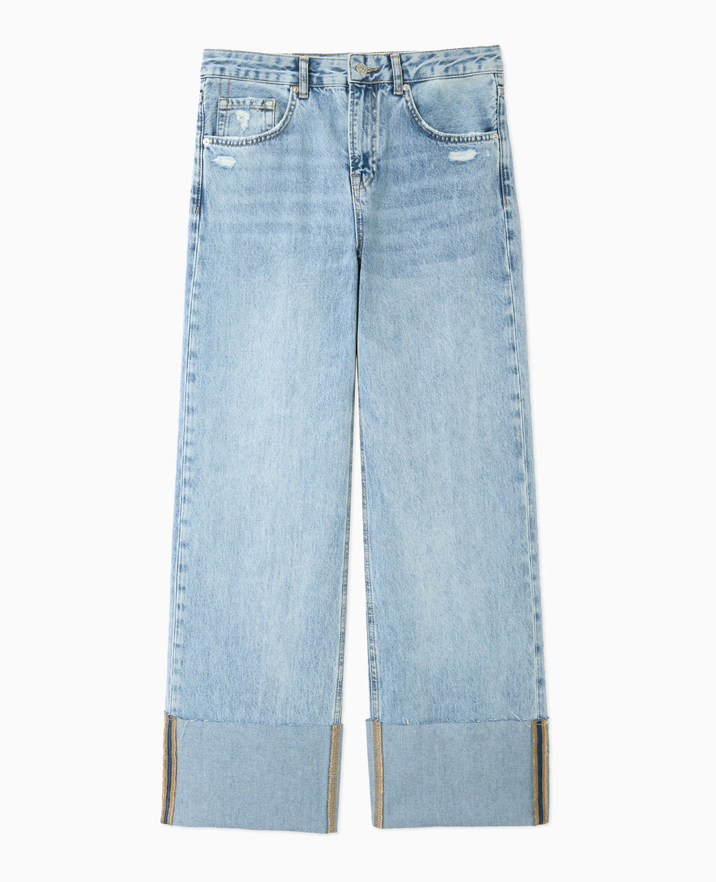 Jean droit taille regular avec revers cousus