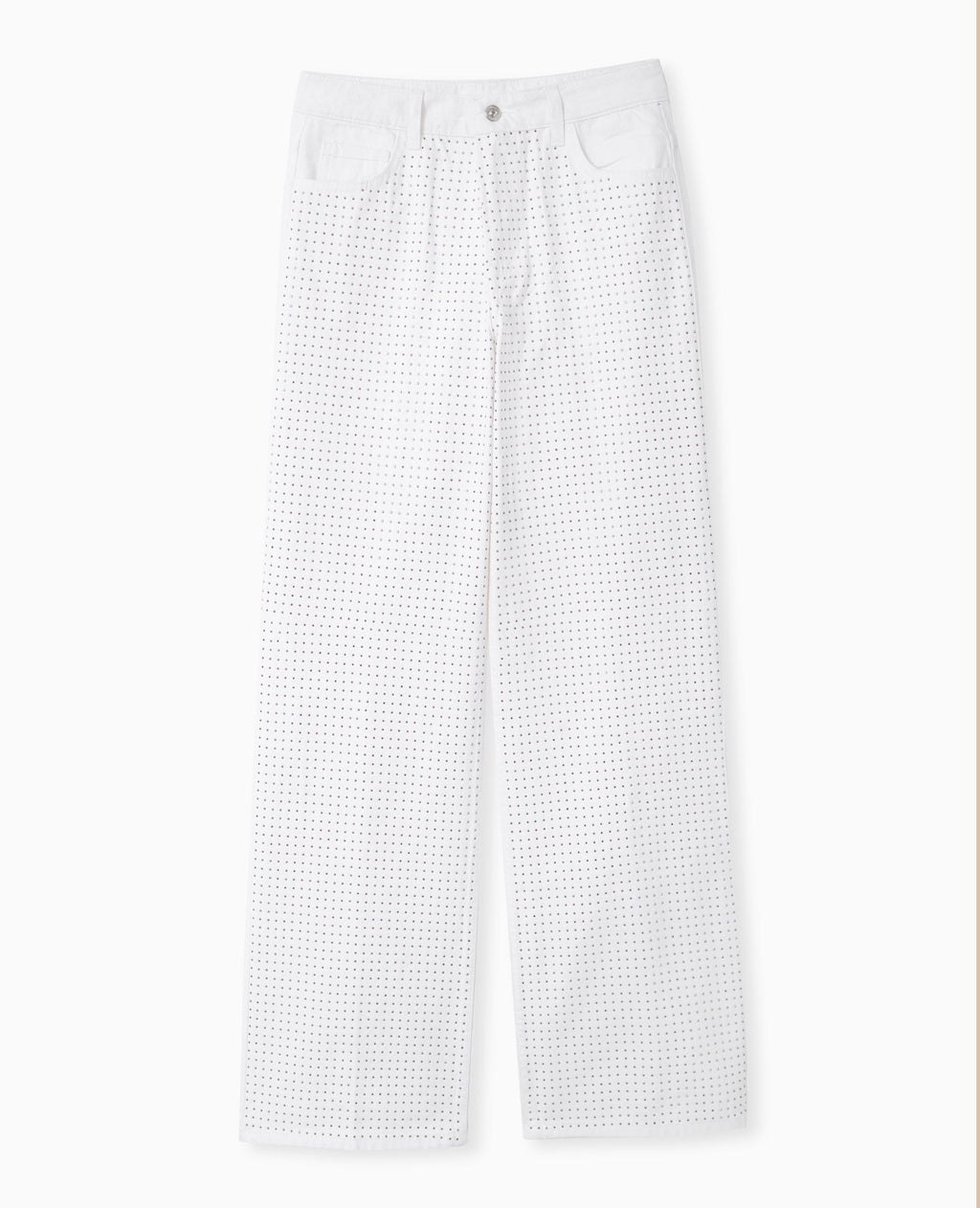 Jean droit taille haute avec strass devant