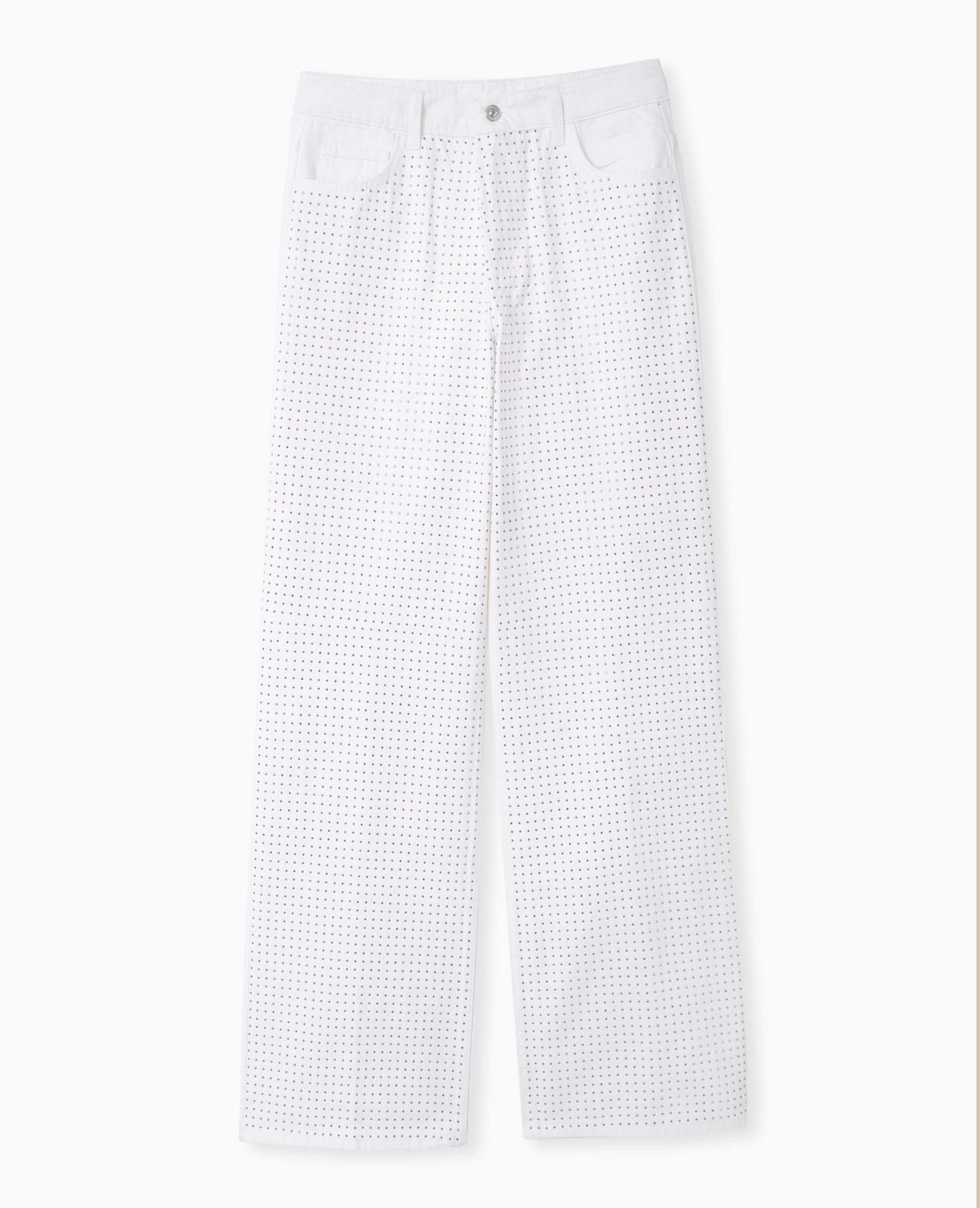 Jean droit taille haute avec strass devant