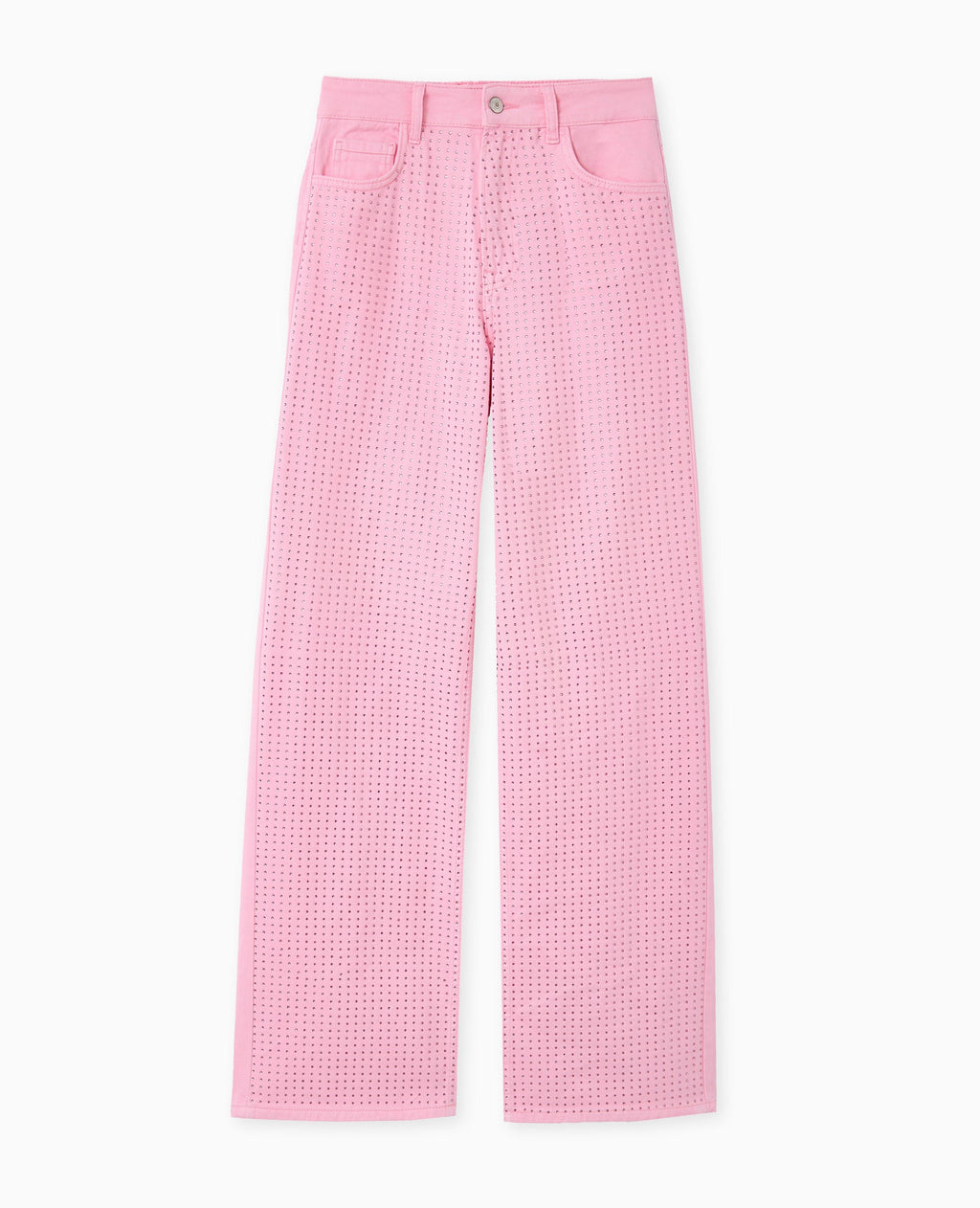 Jean droit taille haute avec strass devant