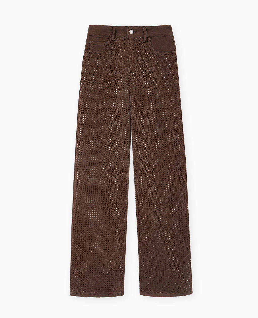 Jean droit taille haute avec strass devant