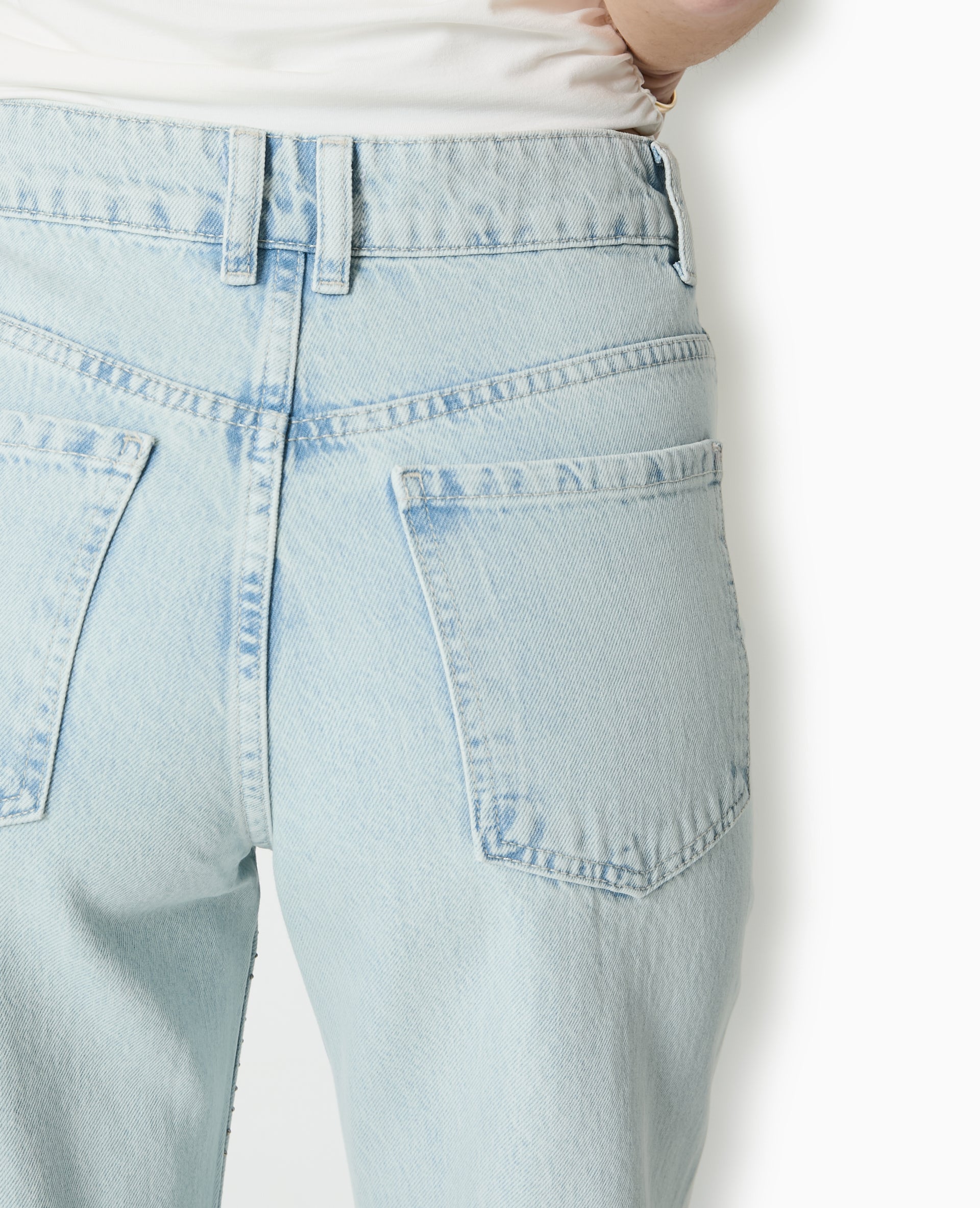 Jean straight taille haute avec strass devant