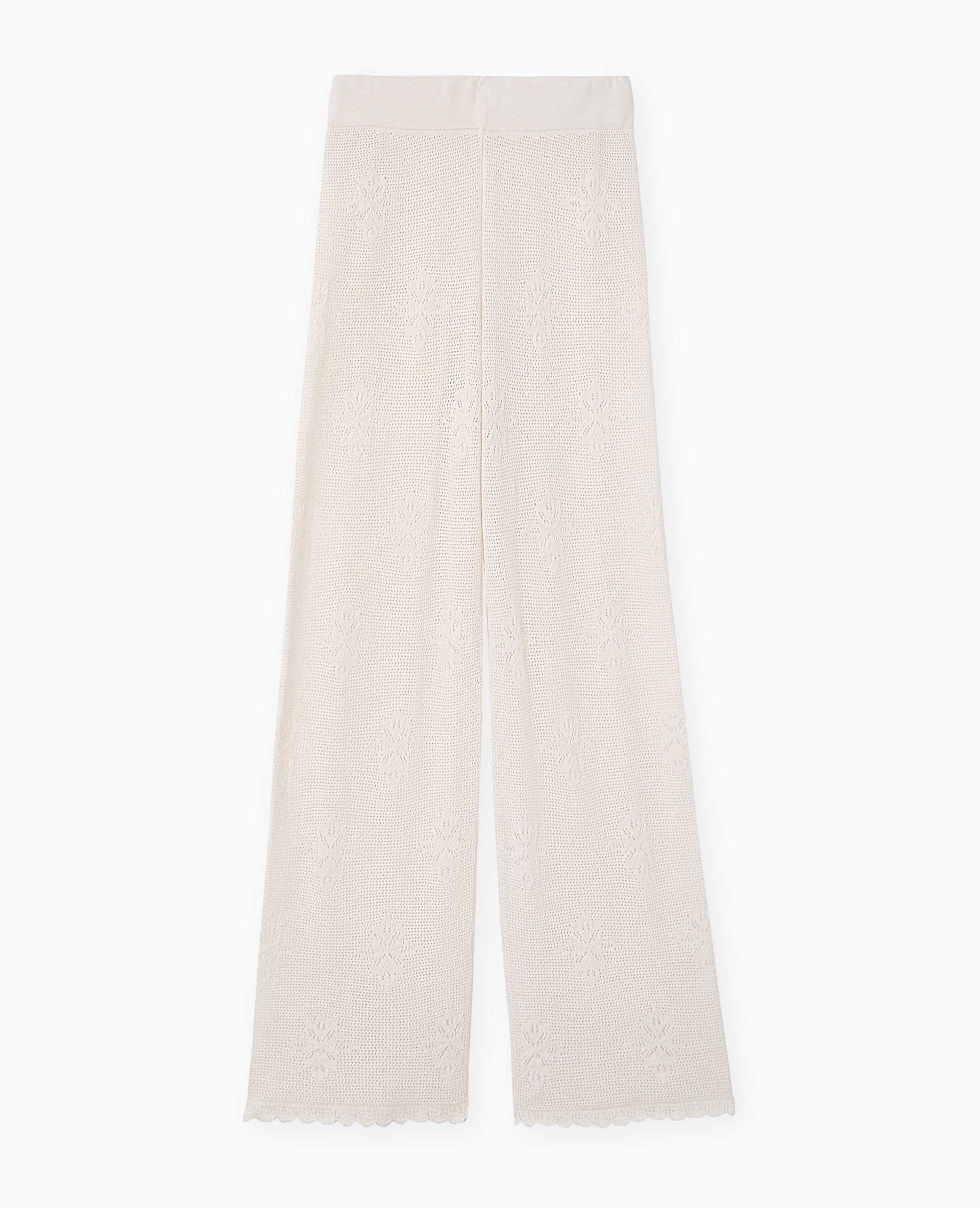 Pantalon droit en maille ajourée
