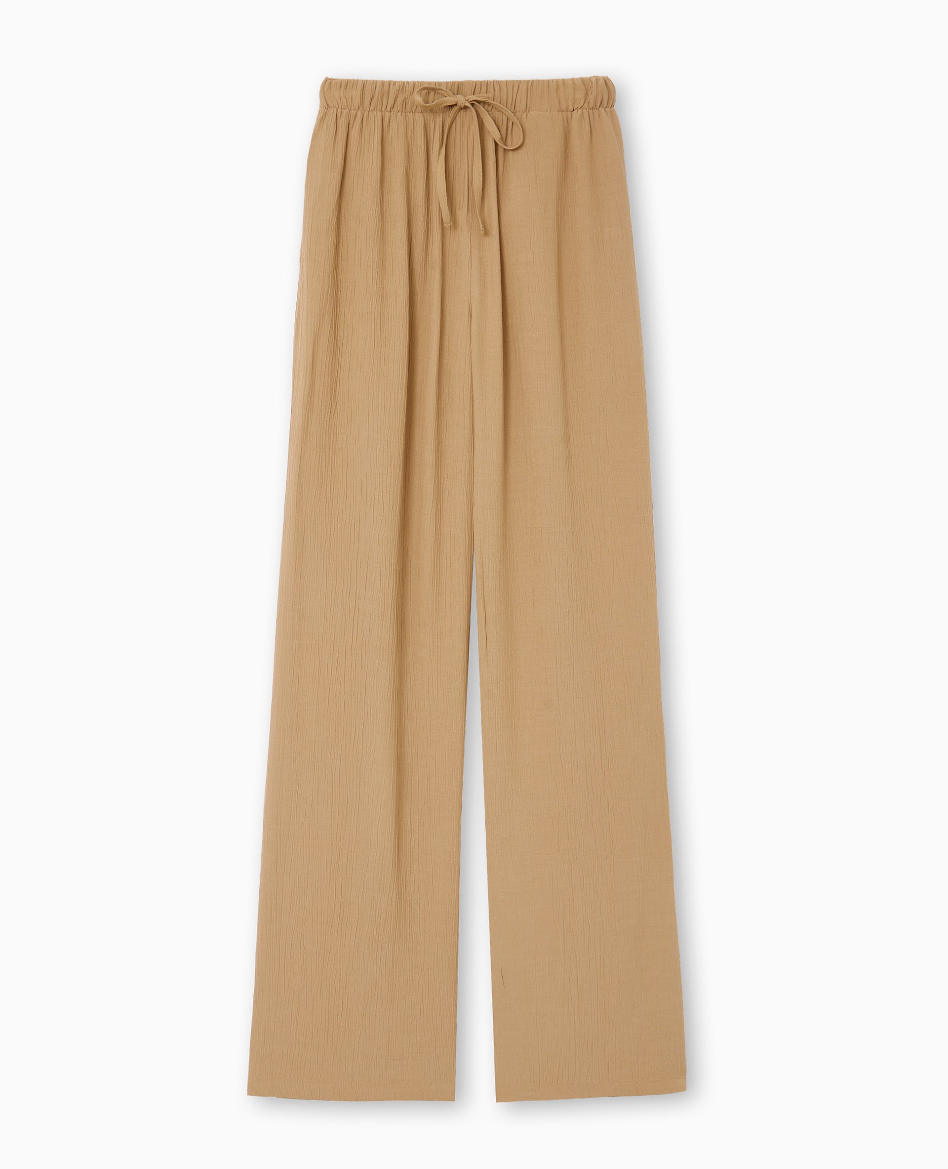 Pantalon palazzo aspect froissé taille élastiquée