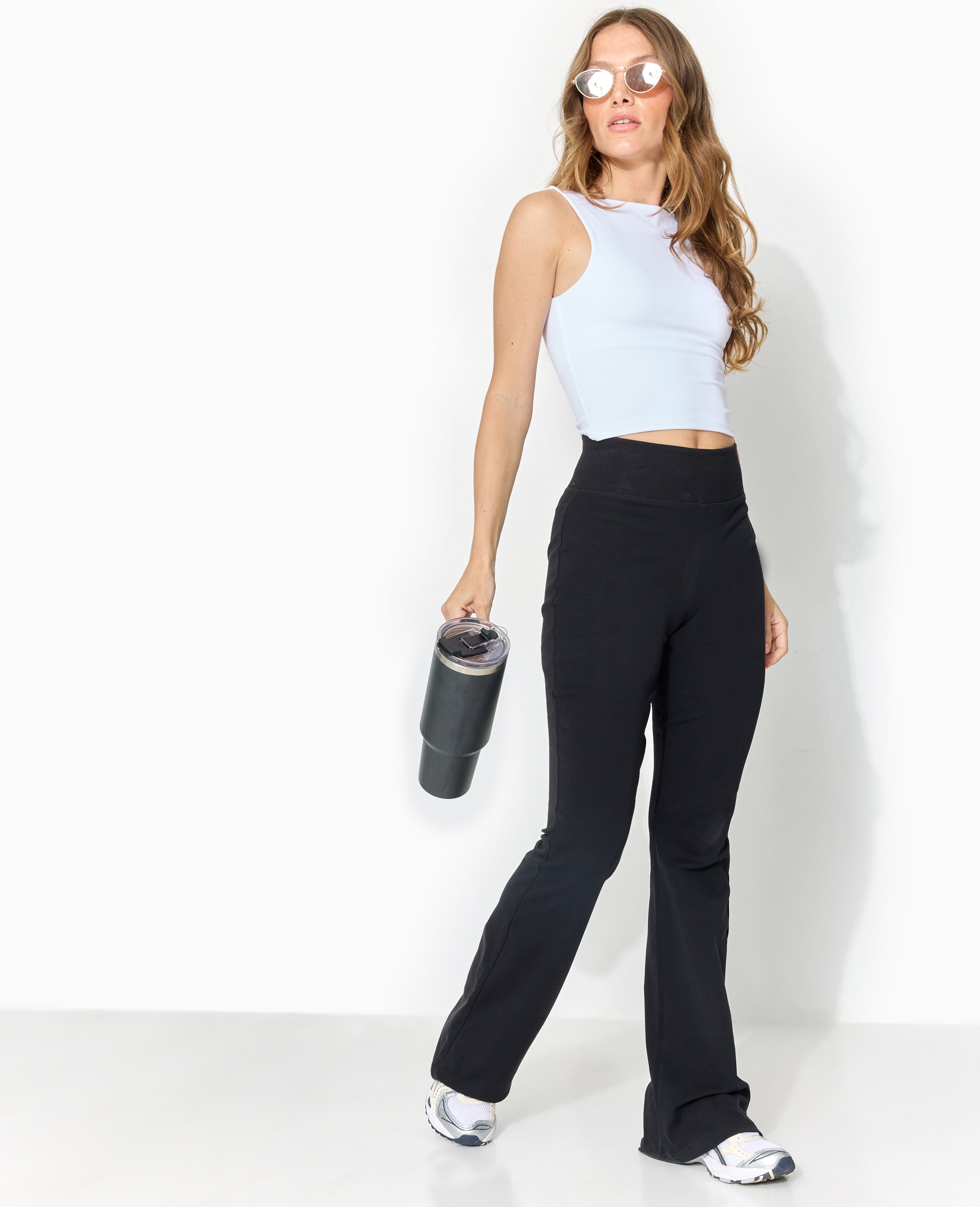 Pantalon flare en maille extensible