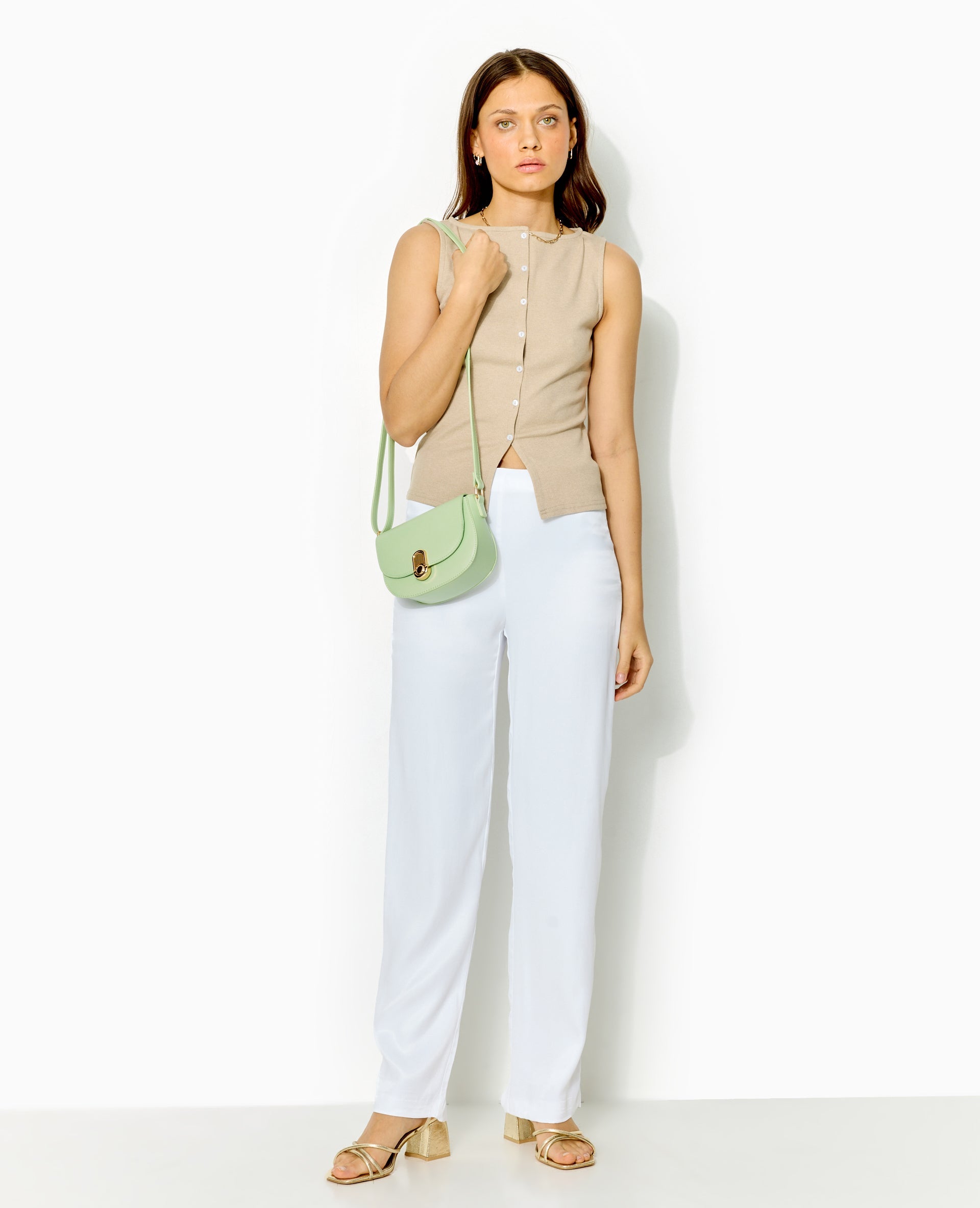 Pantalon droit en satin