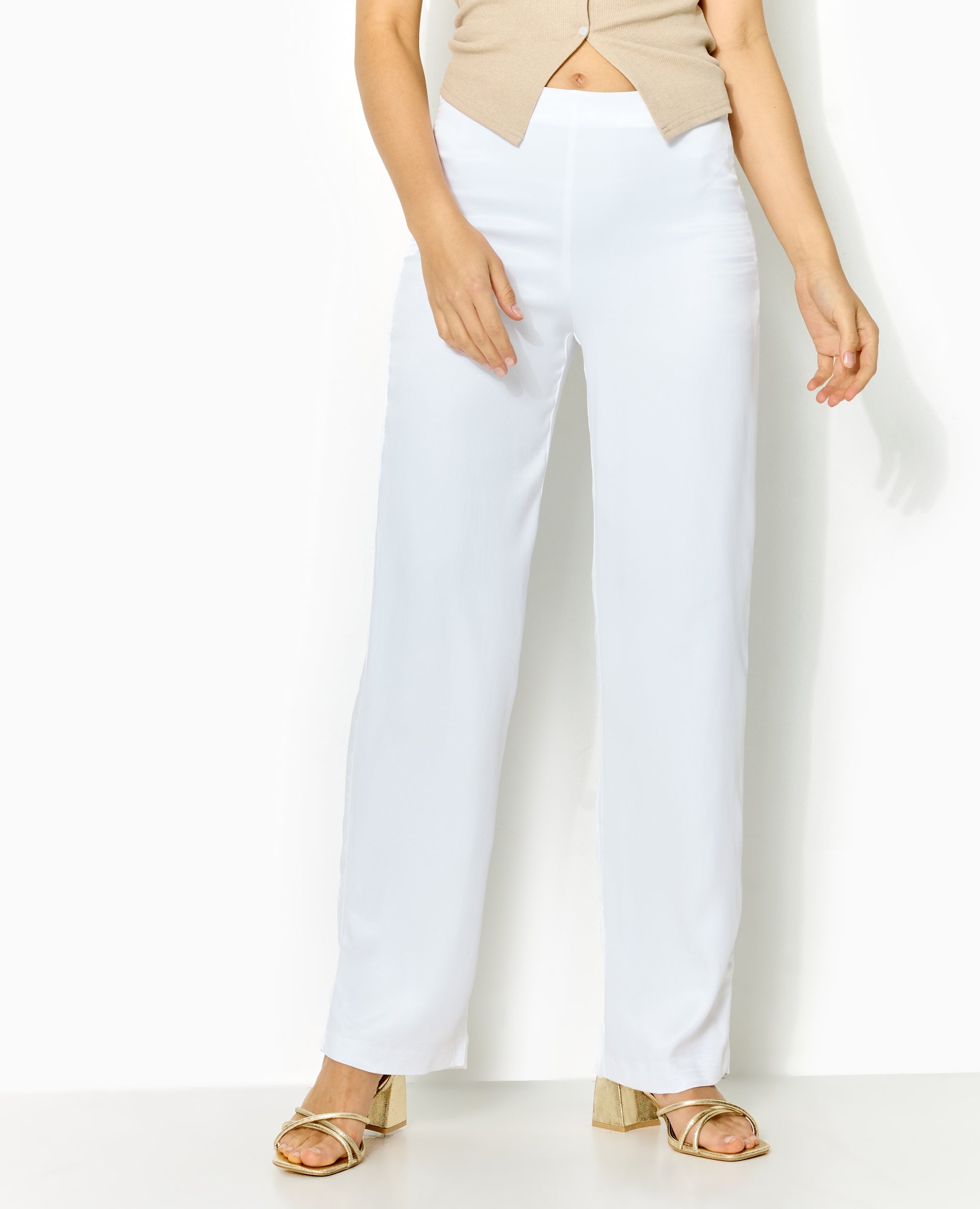 Pantalon droit en satin