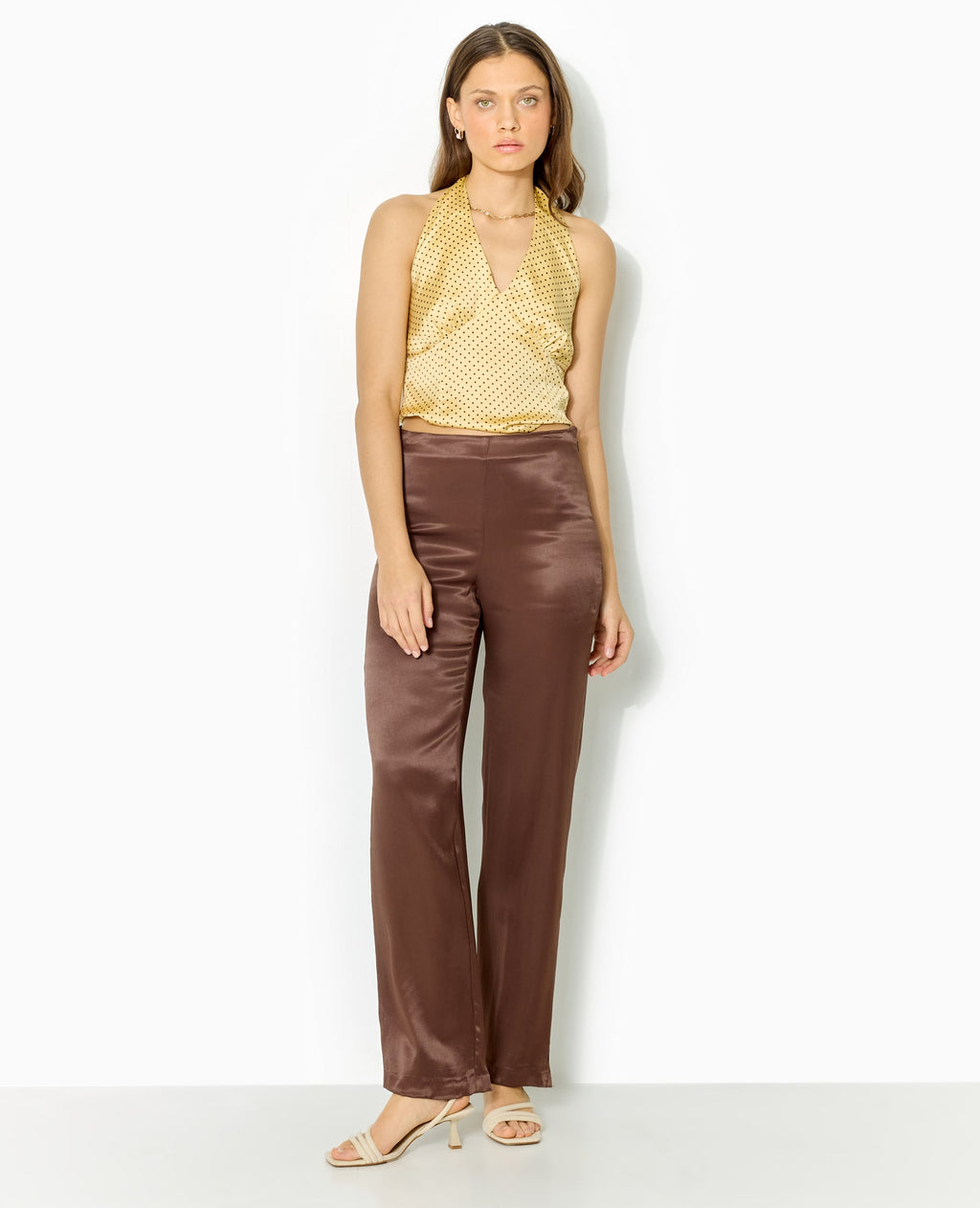 Pantalon droit en satin