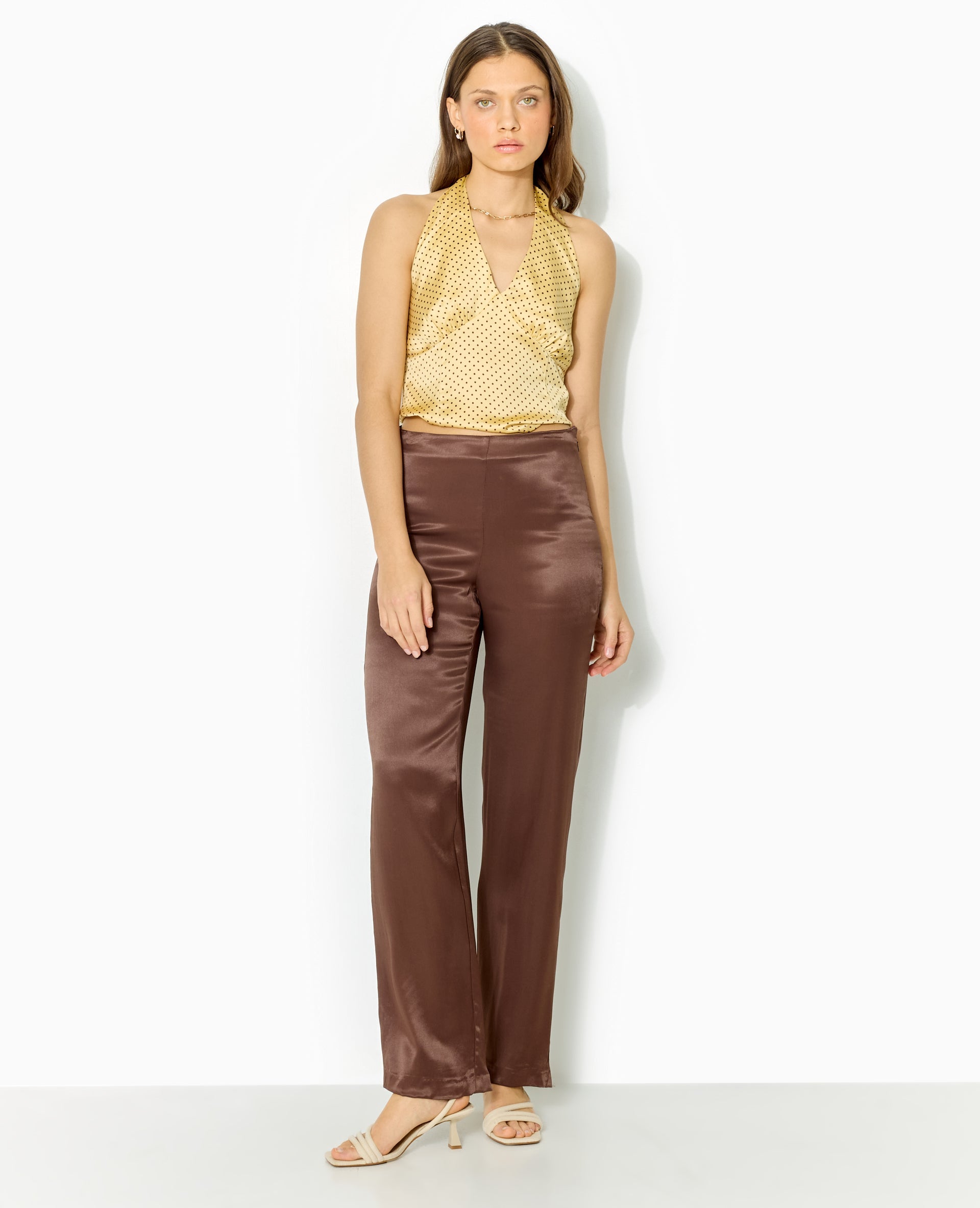 Pantalon droit en satin