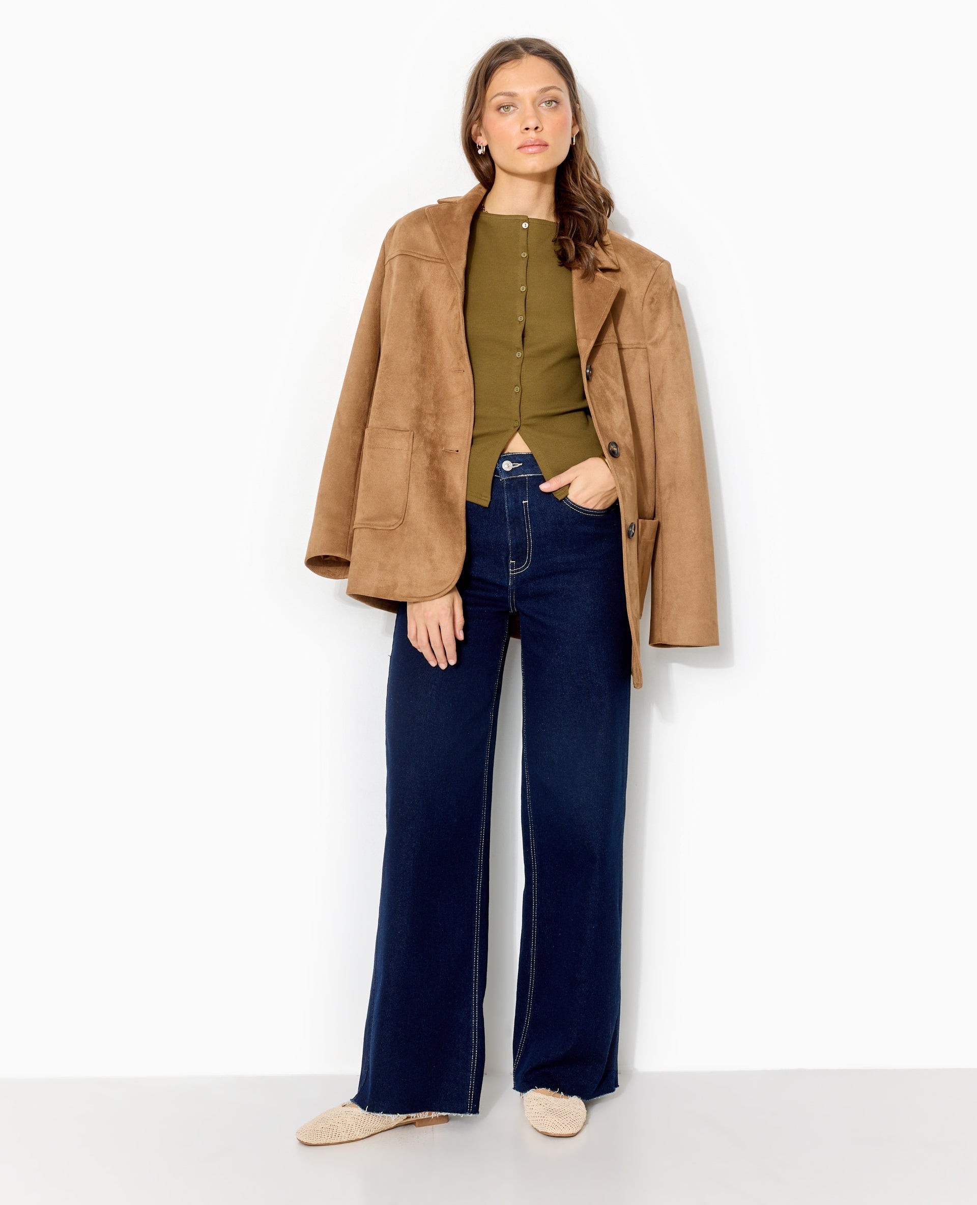 J71-1 / Jean wide taille haute bas coupés