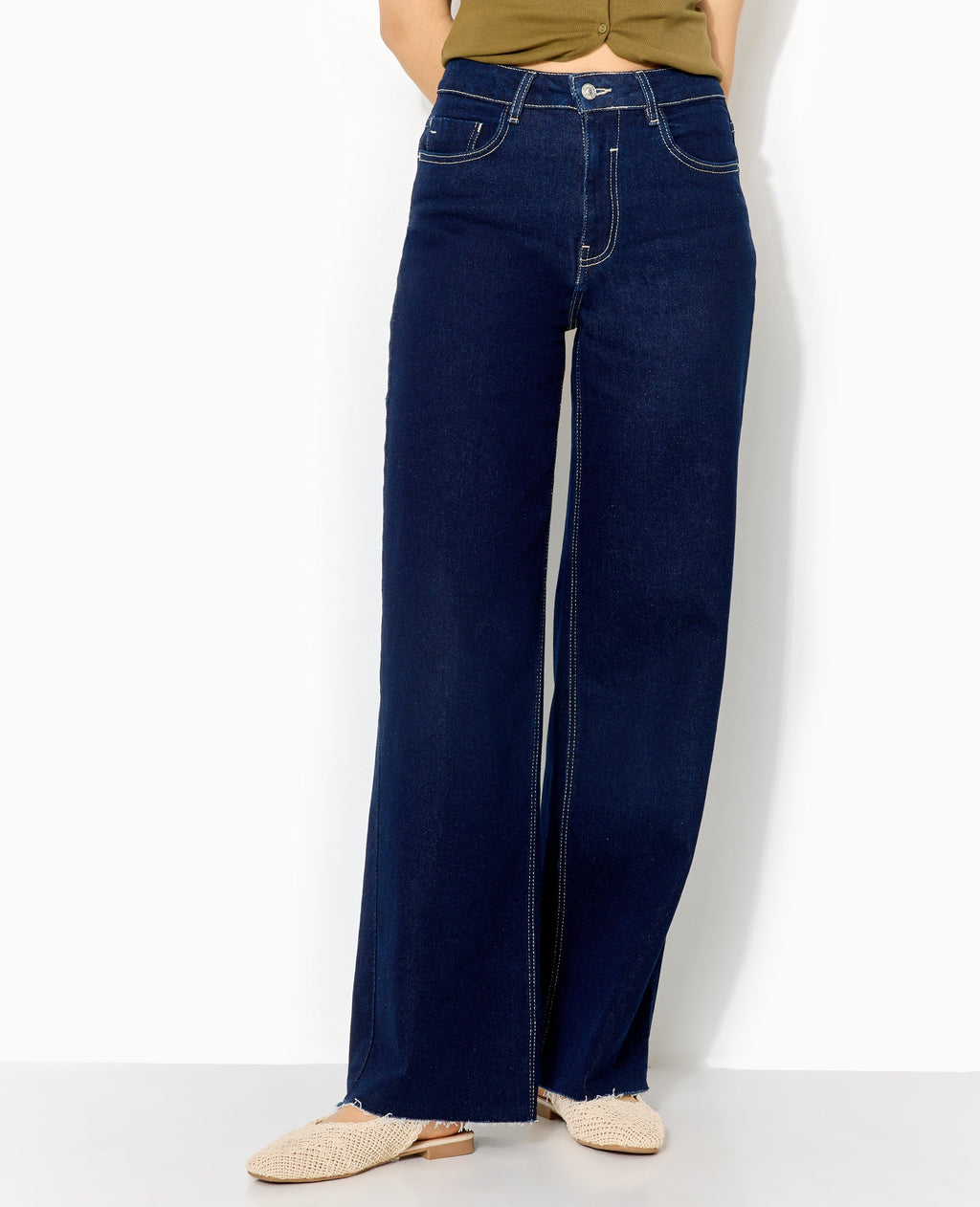 J71-1 / Jean wide taille haute bas coupés