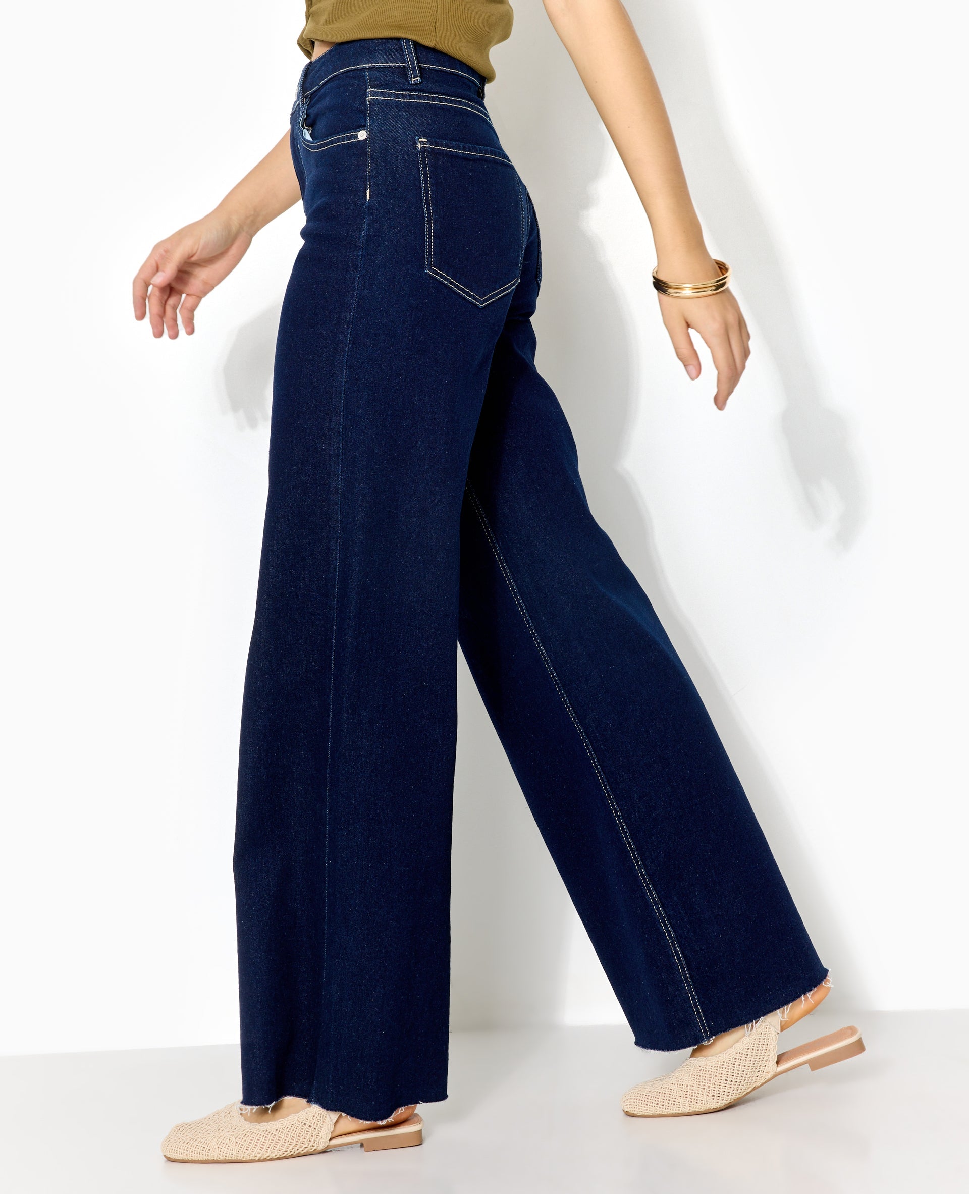 J71-1 / Jean wide taille haute bas coupés