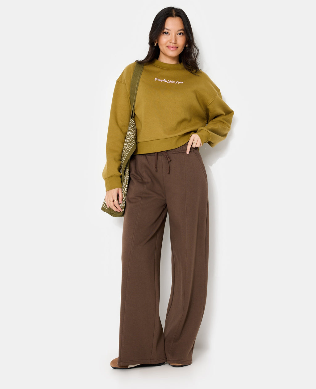 Pantalon molleton large taille élastiquée