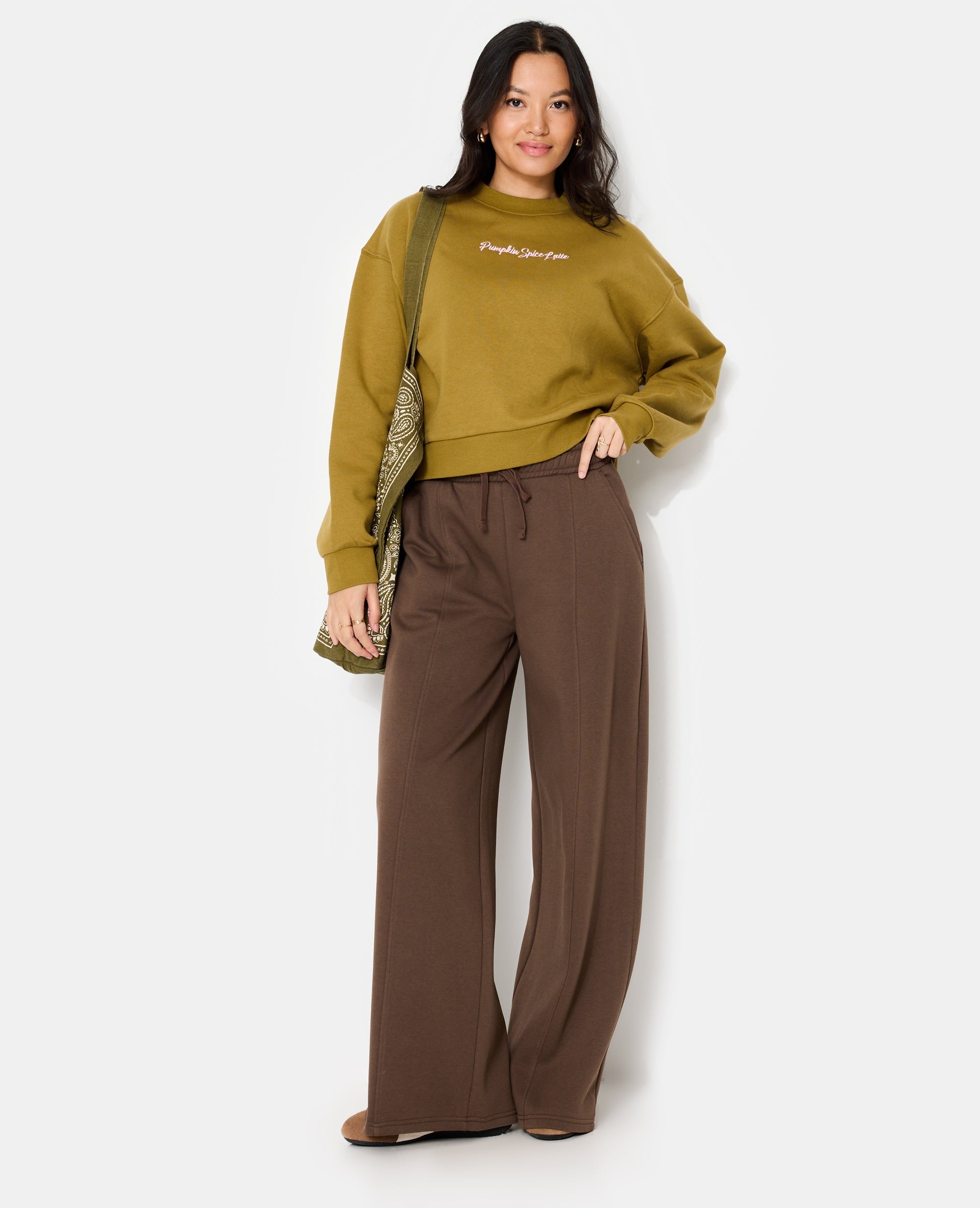 Pantalon molleton large taille élastiquée