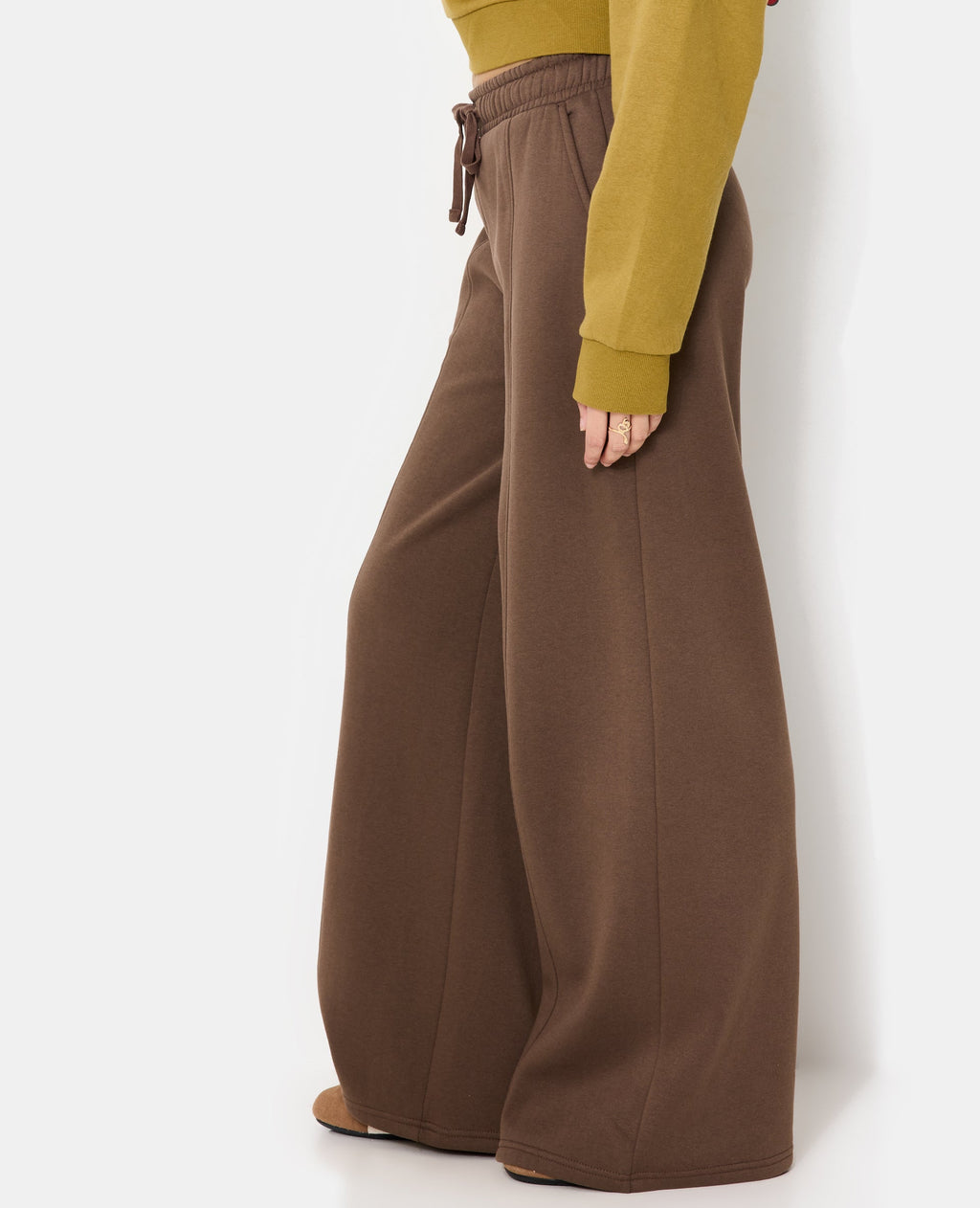 Pantalon molleton large taille élastiquée