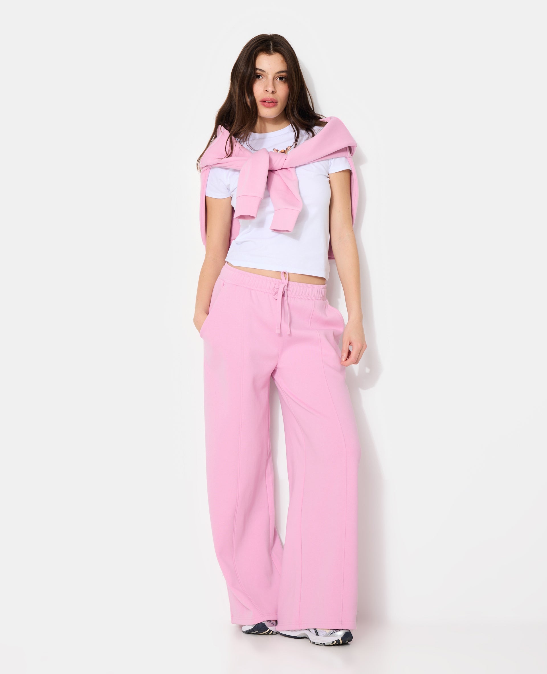 Pantalon molleton large taille élastiquée