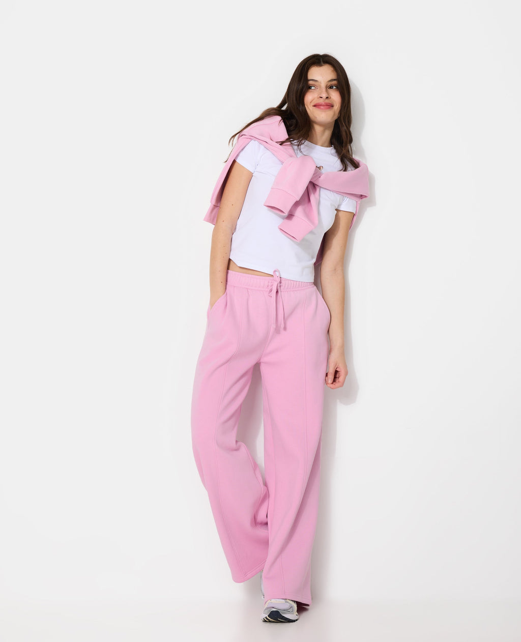 Pantalon molleton large taille élastiquée