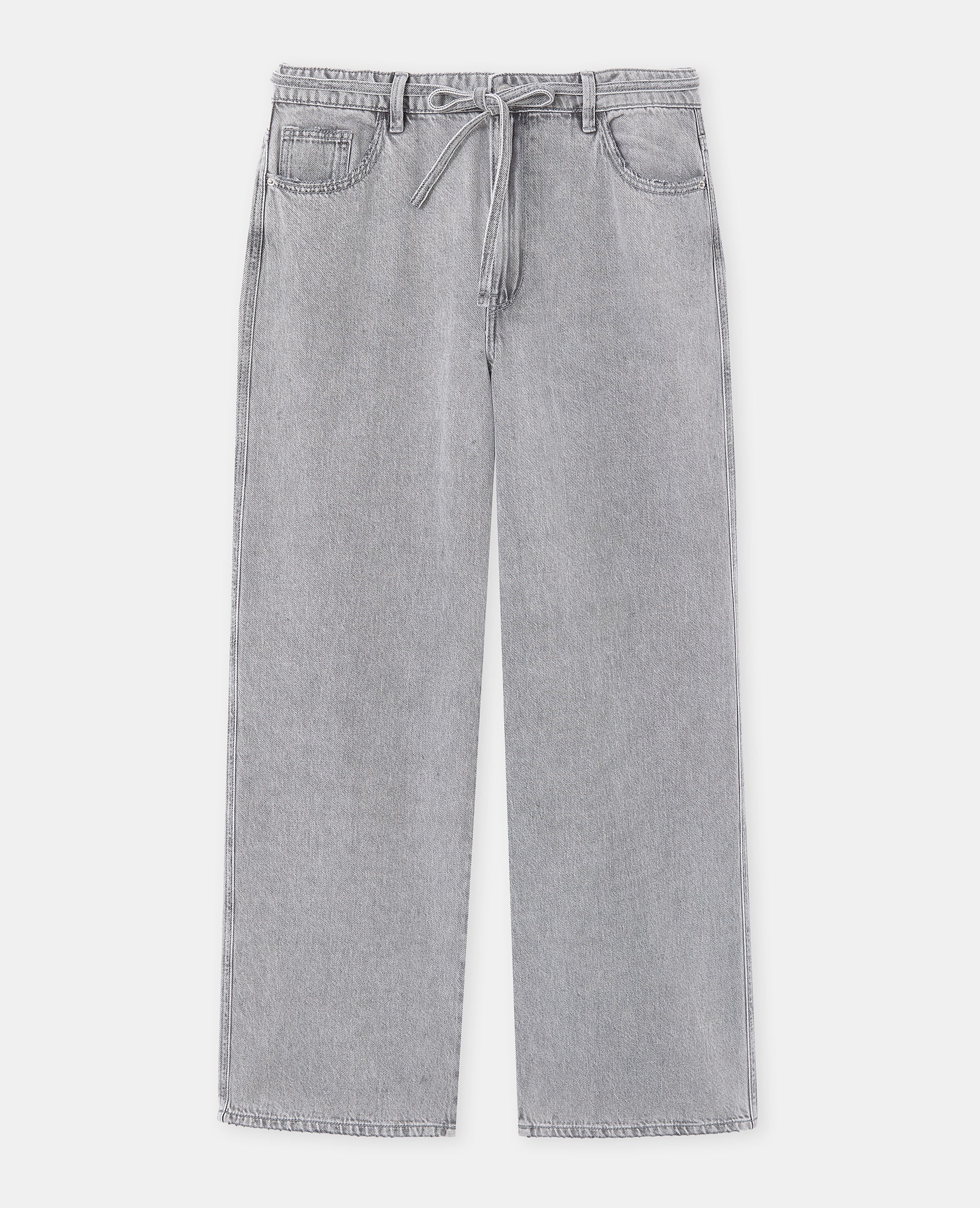 Jean baggy taille basse avec ceinture à nouer