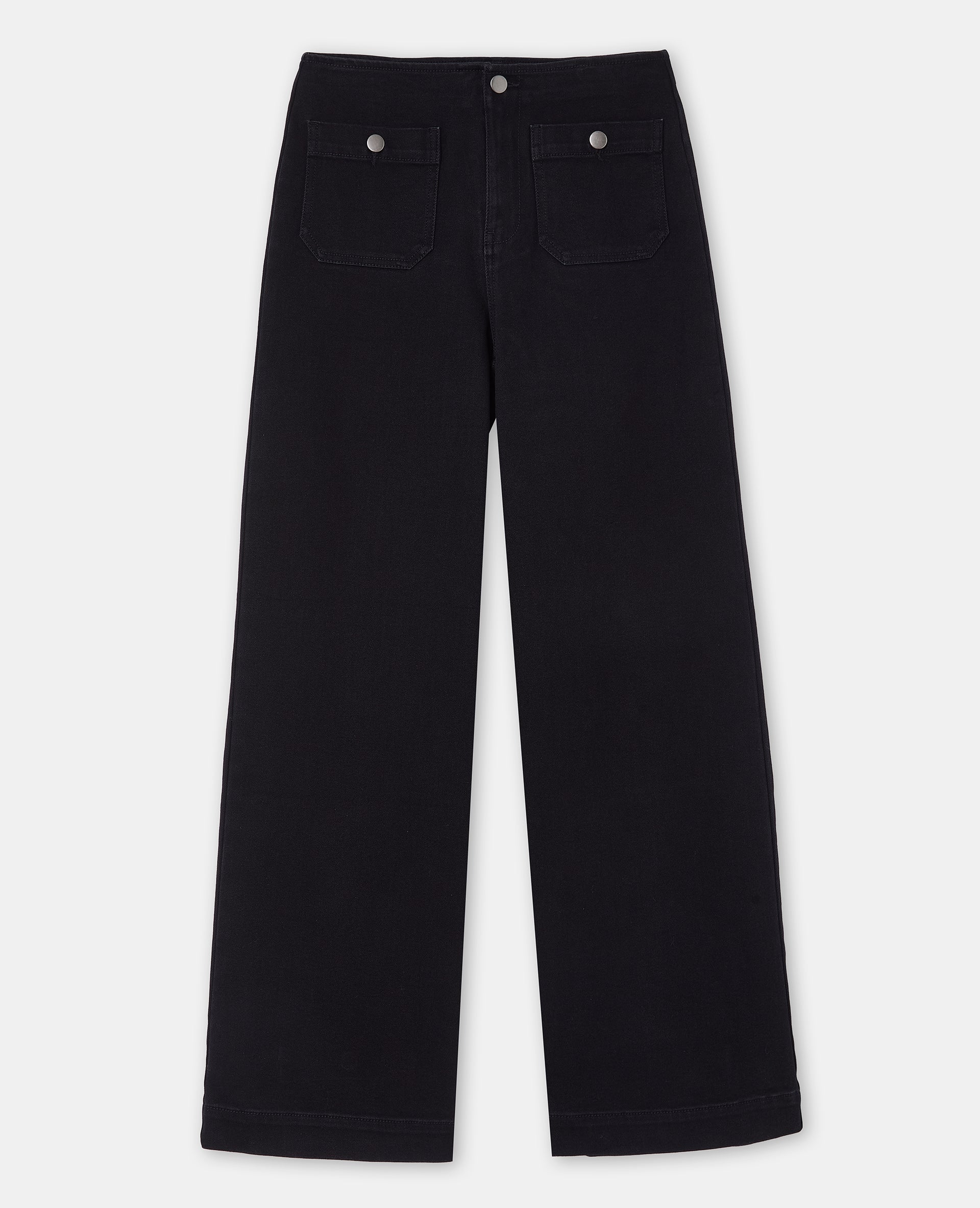 Jean wide taille haute avec poches devant