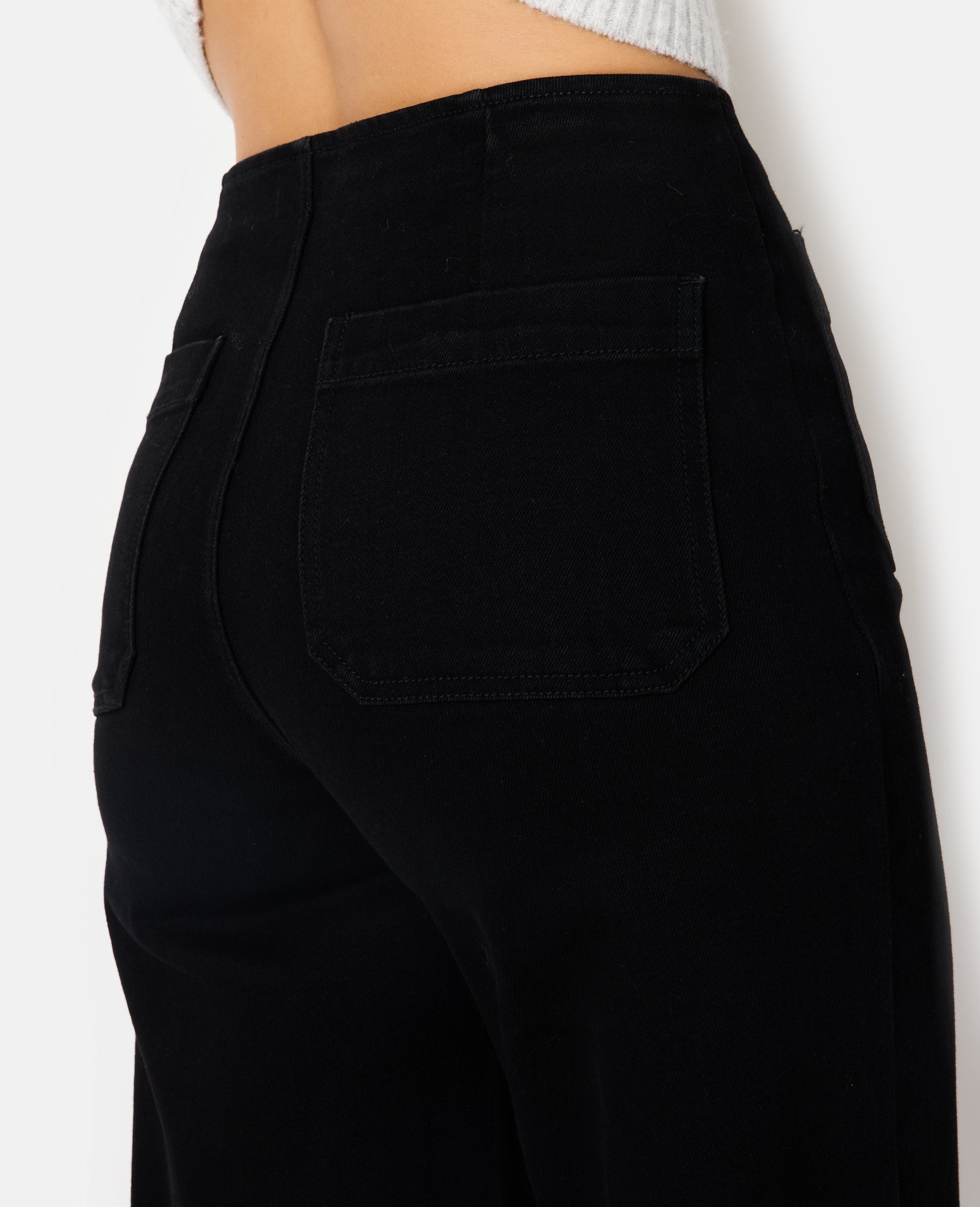 Jean wide taille haute avec poches devant