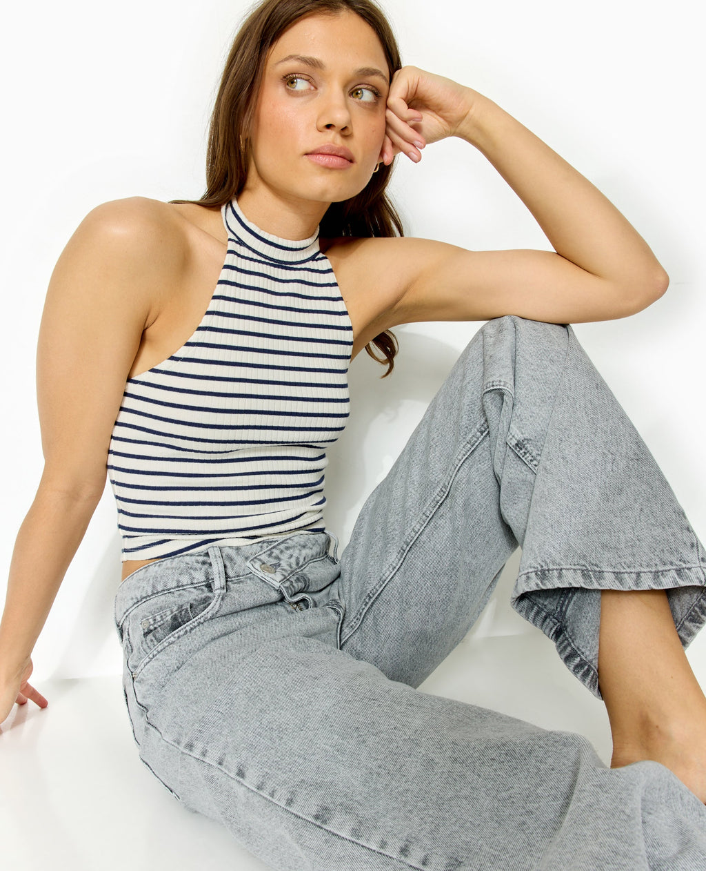Jean wide taille croisée