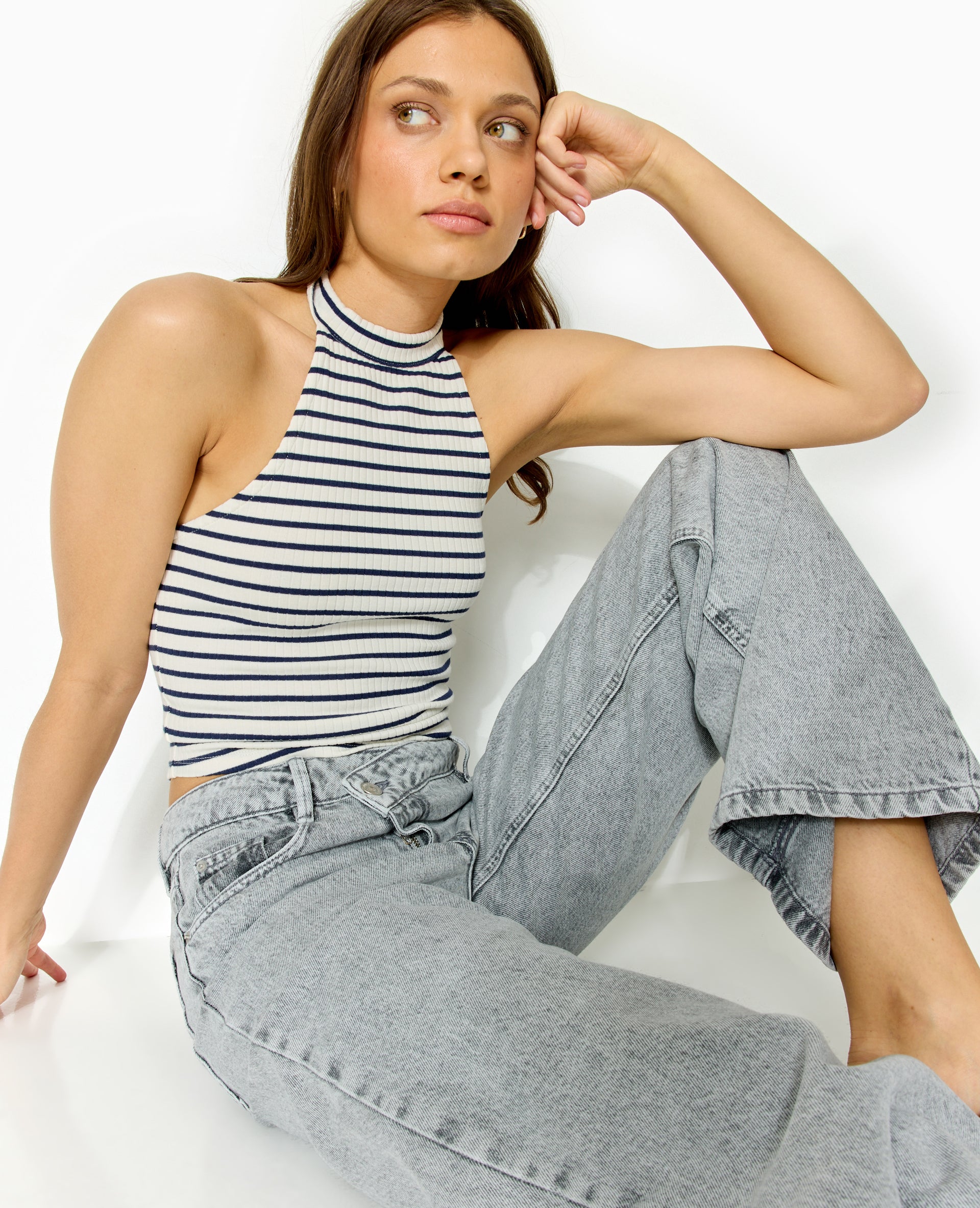 Jean wide taille croisée
