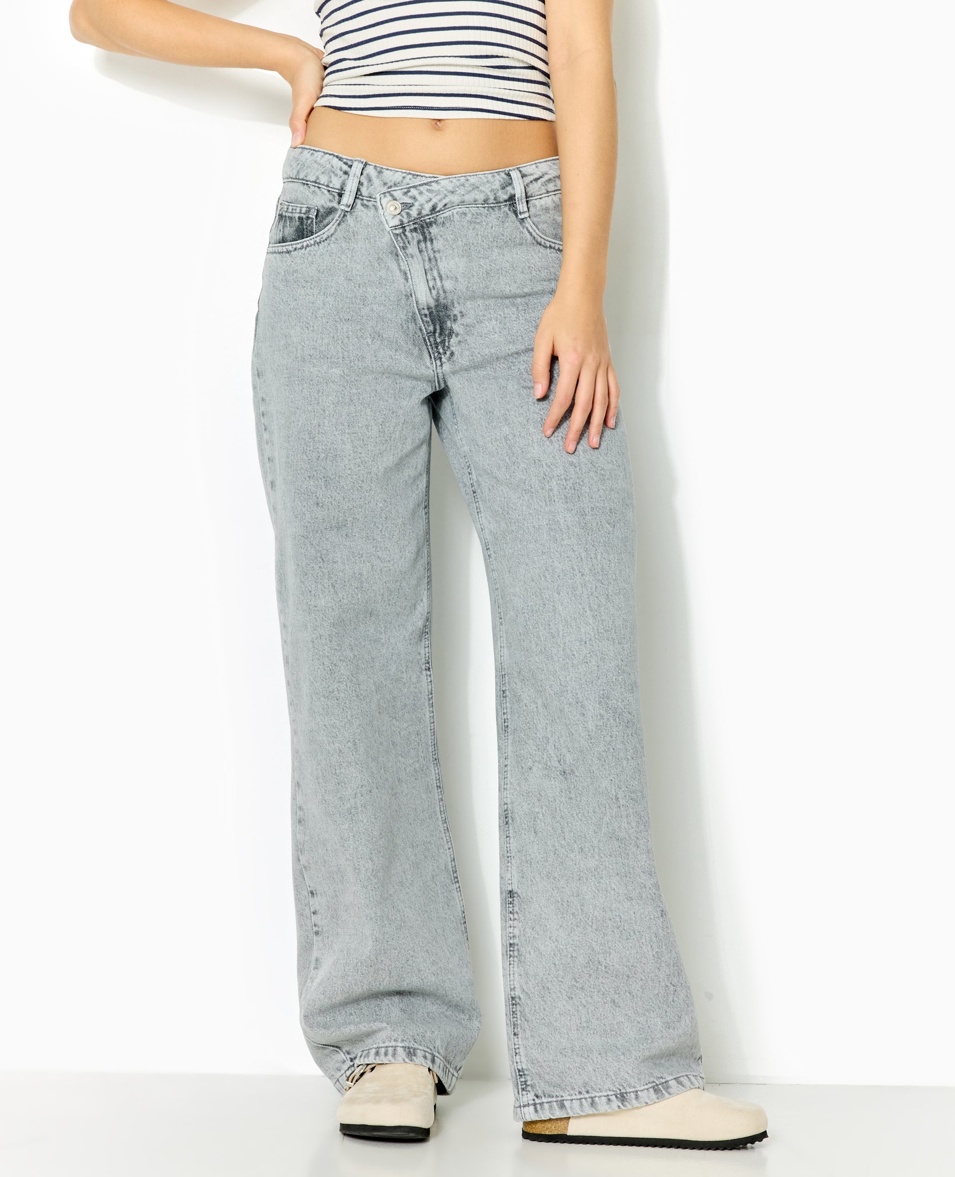 Jean wide taille croisée